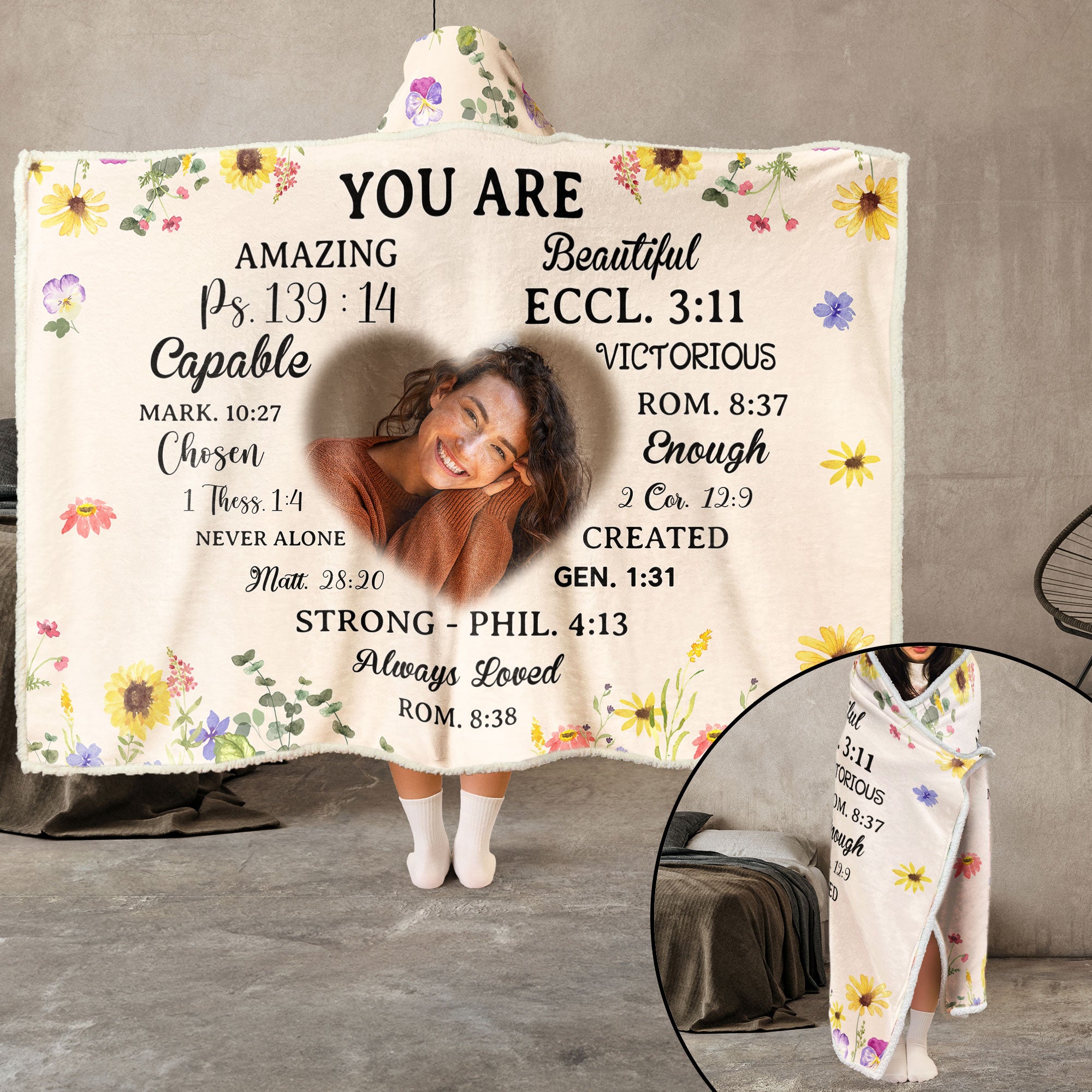 You Are Loved Affirmation - Personalized Photo Wearable Blanket Hoodie