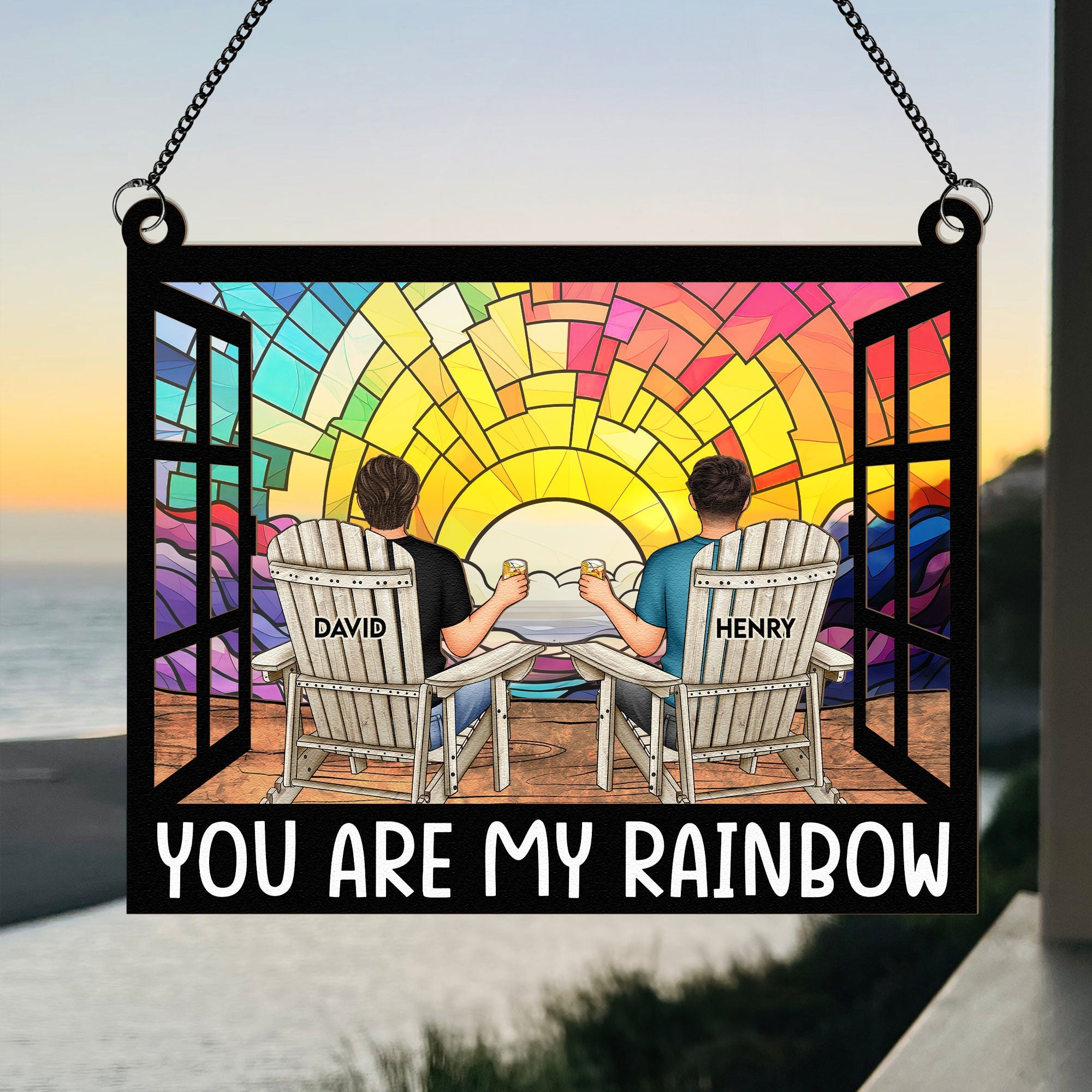 You Are My Rainbow - Personalized Window Hanging Suncatcher Ornament