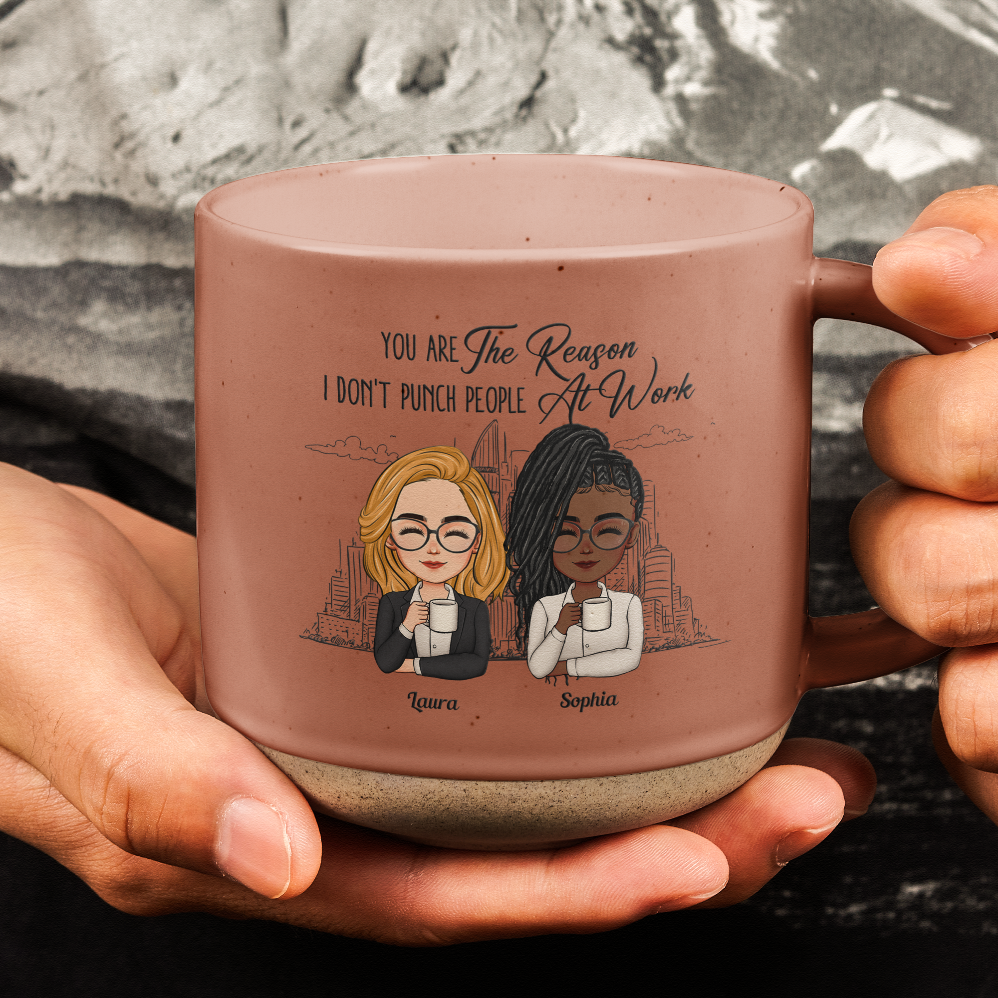 You Are The Reason I Don't Punch People At Work - Personalized Pottery Mug