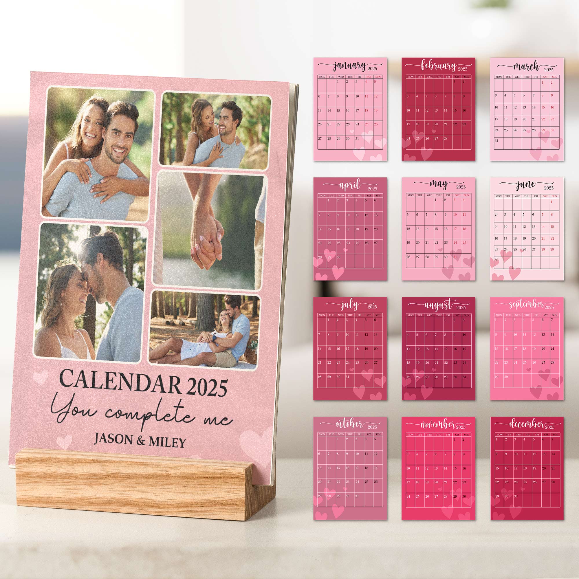 You Complete Me Couple Love - Personalized Photo Easel Calendar