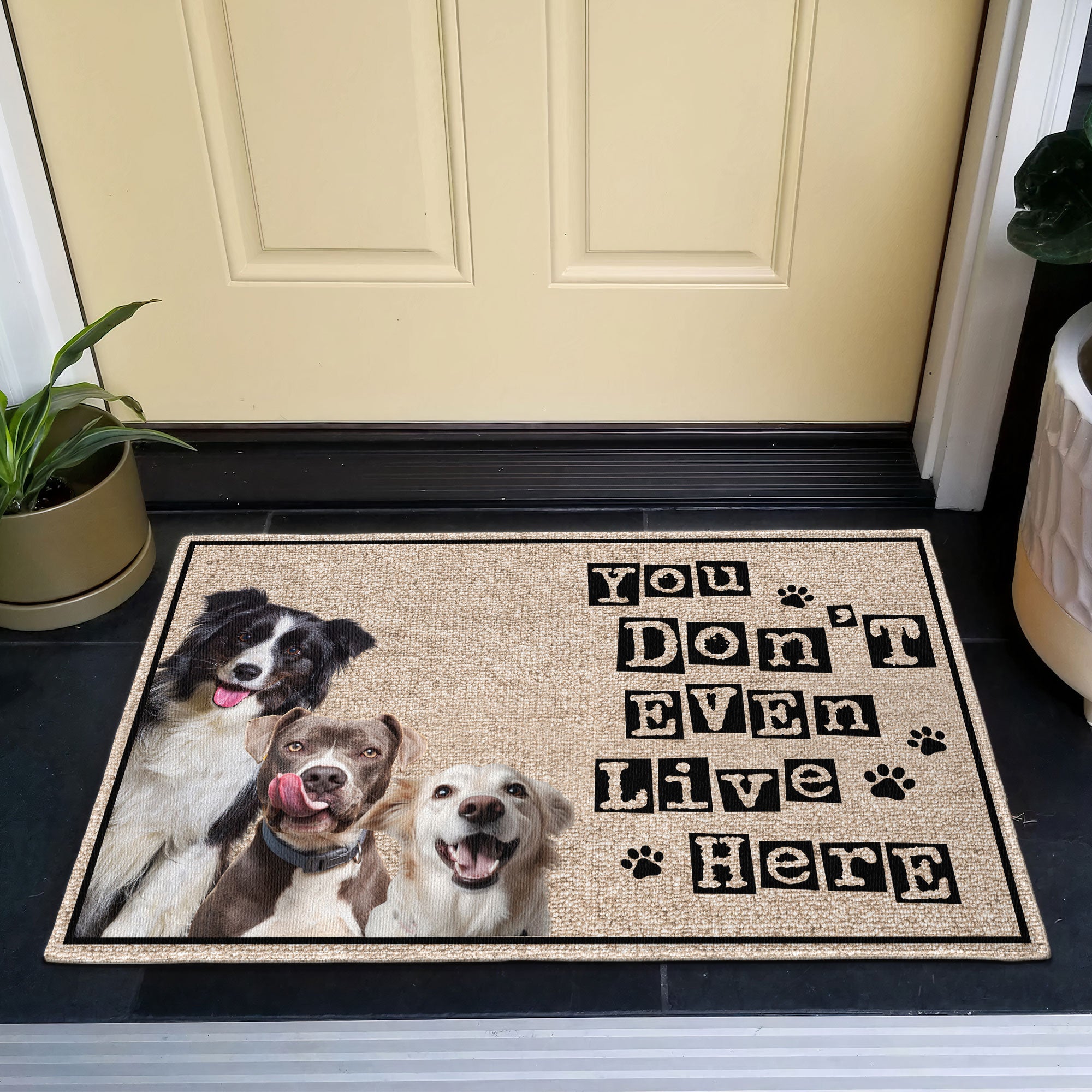 You Don't Even Live Here - Personalized Photo Doormat