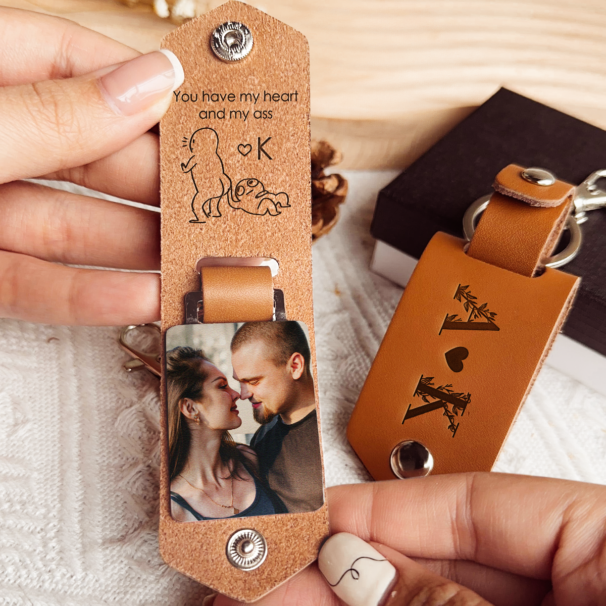 You Have My Heart And My A** - Personalized Leather Photo Keychain