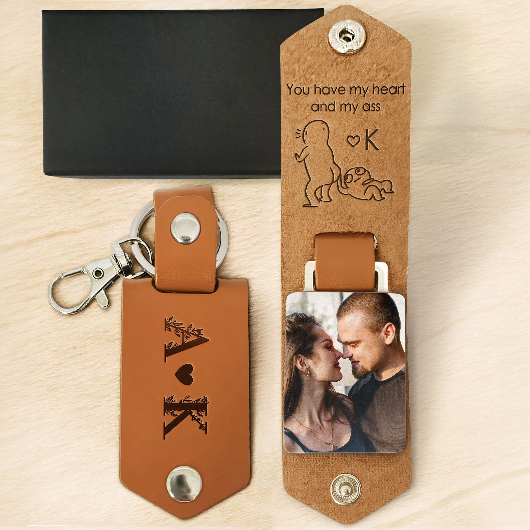 You Have My Heart And My A** - Personalized Leather Photo Keychain