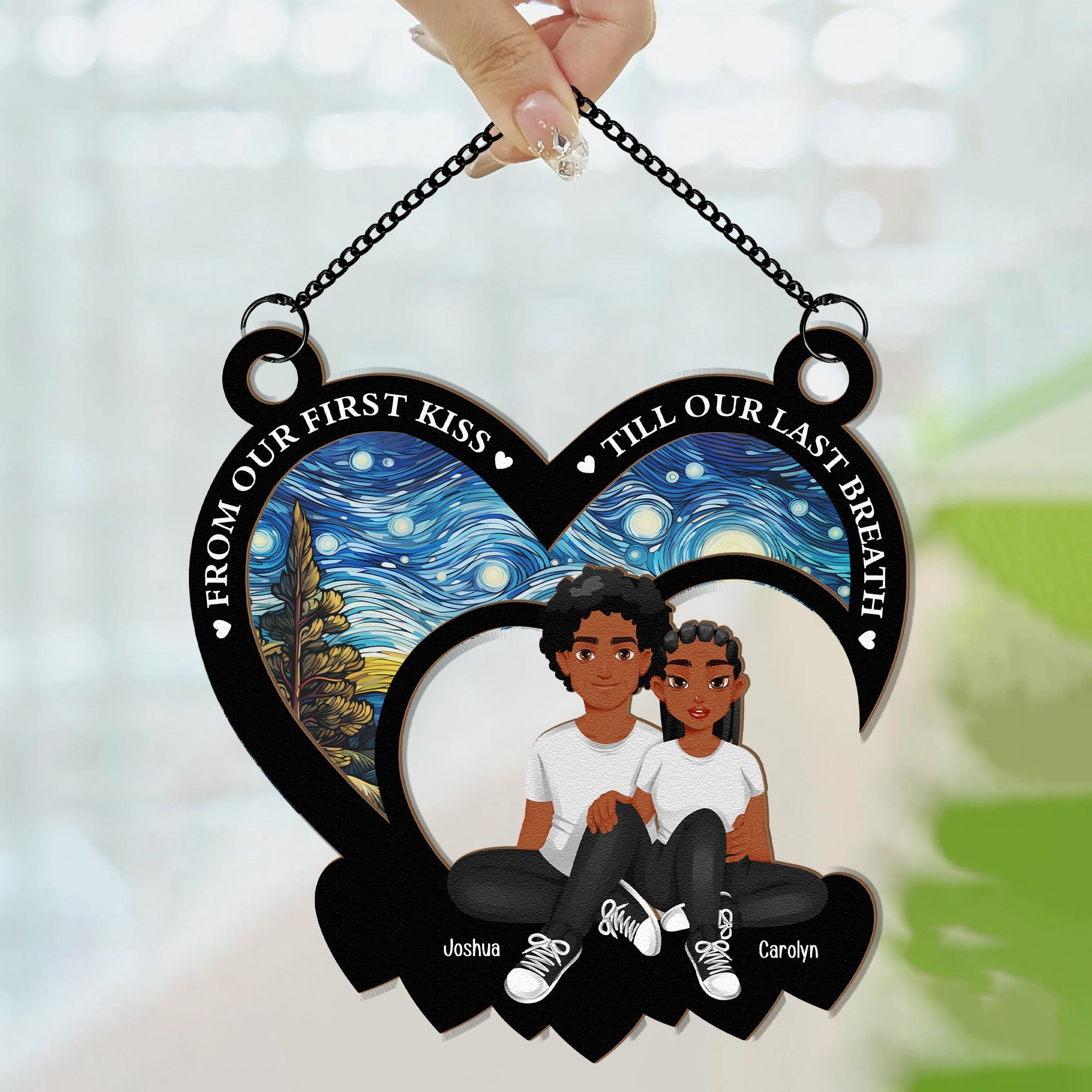 Anniversary Gifts From Our First Kiss - Personalized Window Hanging Suncatcher Ornament