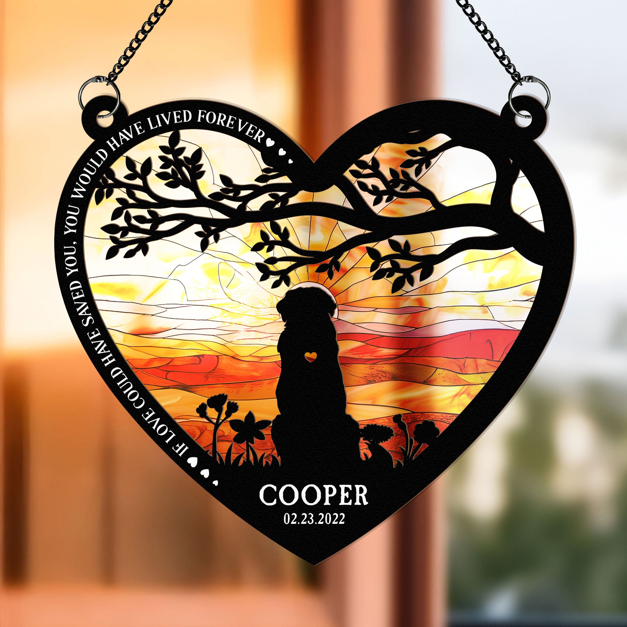 You Left Paw Prints On My Heart - Personalized Window Hanging Suncatcher Ornament