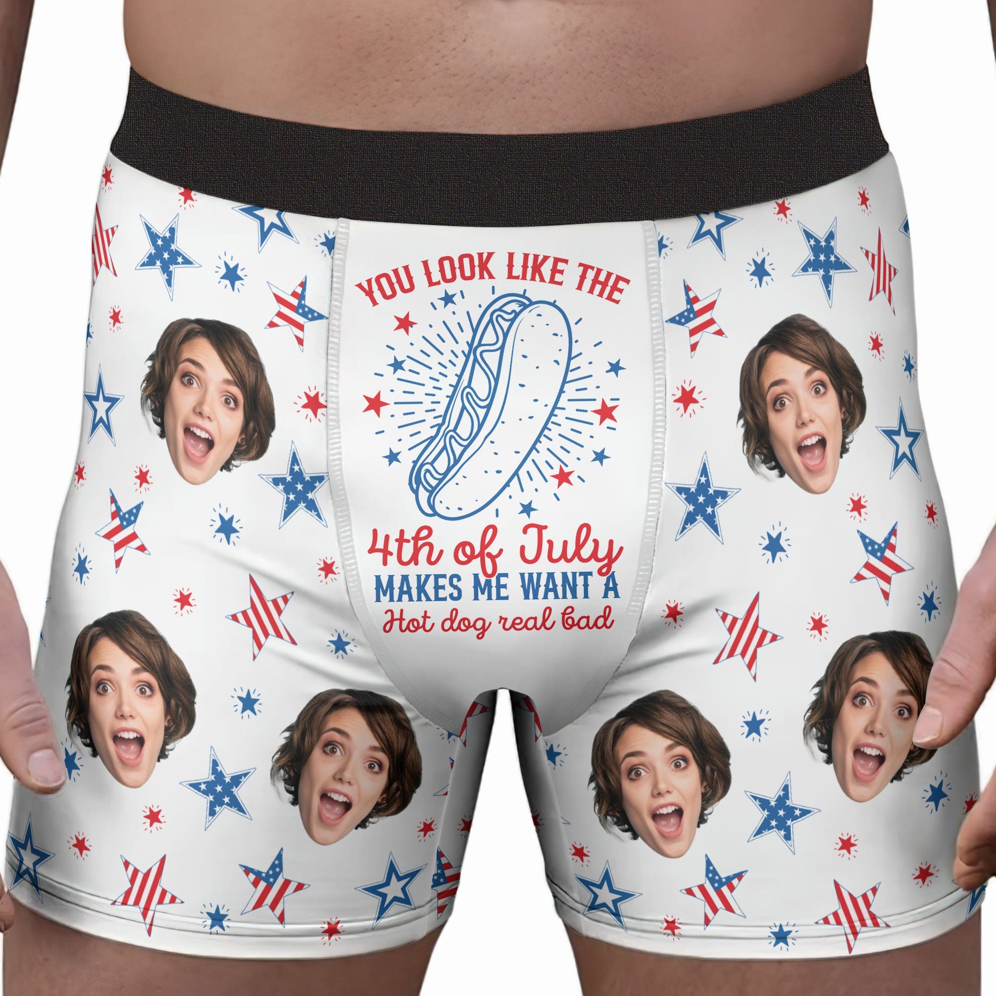 You Look Like The 4Th Of July - Personalized Photo Men's Boxer Briefs