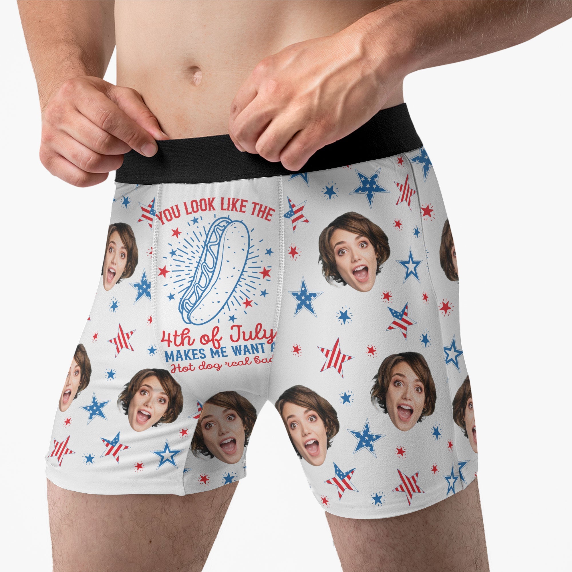 You Look Like The 4Th Of July - Personalized Photo Men's Boxer Briefs