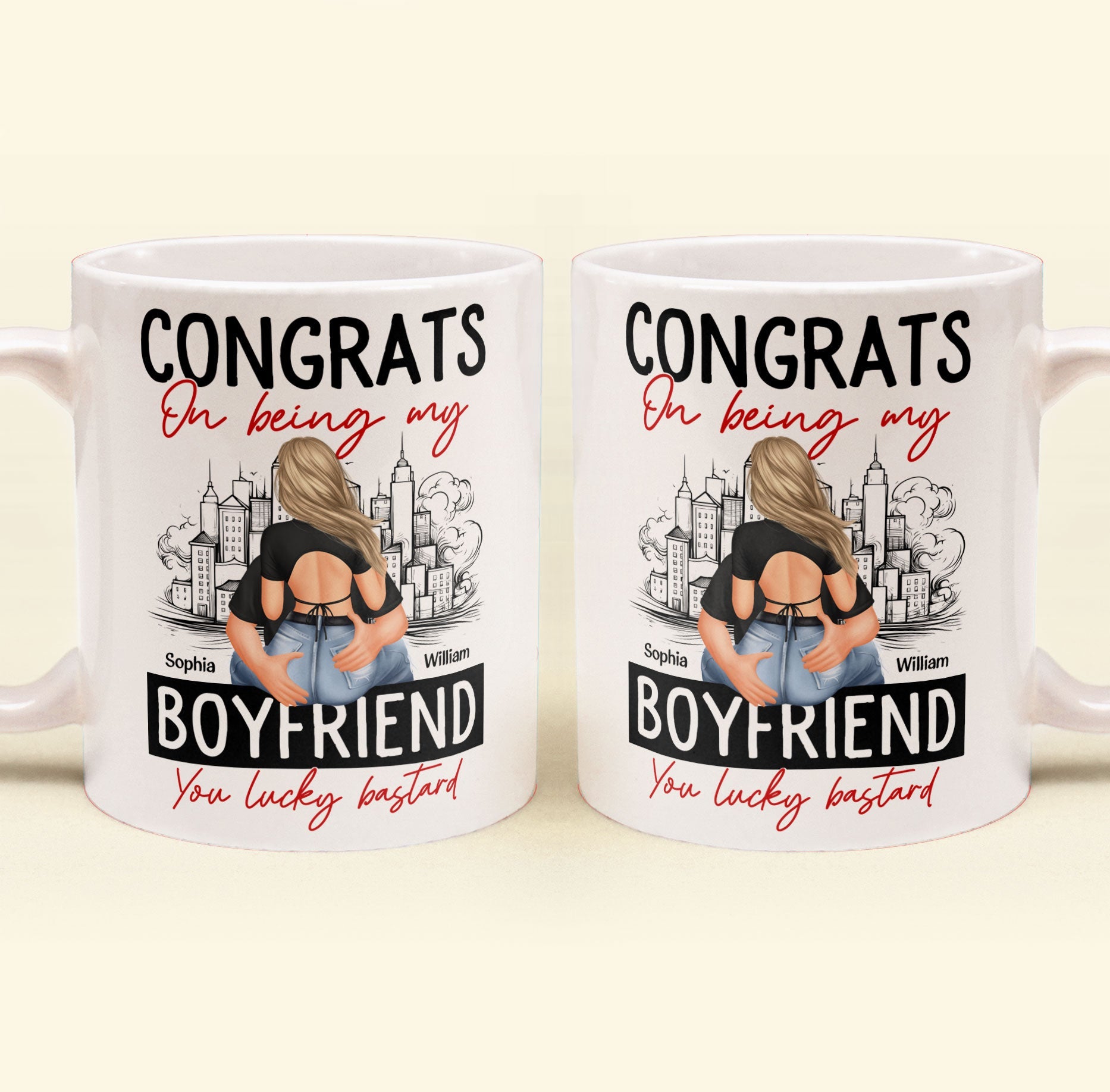 Congrats On Being My Boyfriend - Personalized Mug - Anniversary Gifts For Men, Husband, Him, Boyfriend