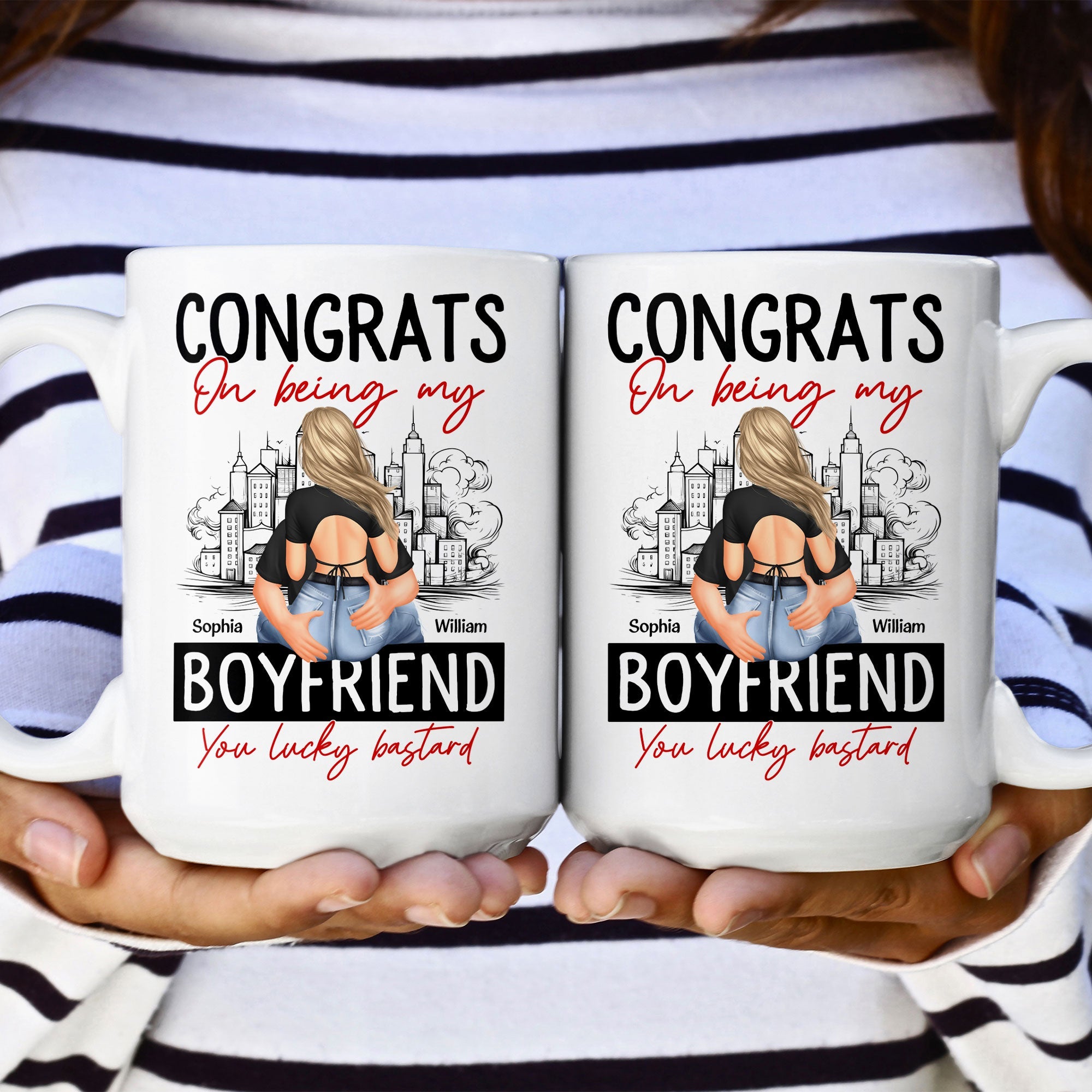 Congrats On Being My Boyfriend - Personalized Mug - Anniversary Gifts For Men, Husband, Him, Boyfriend