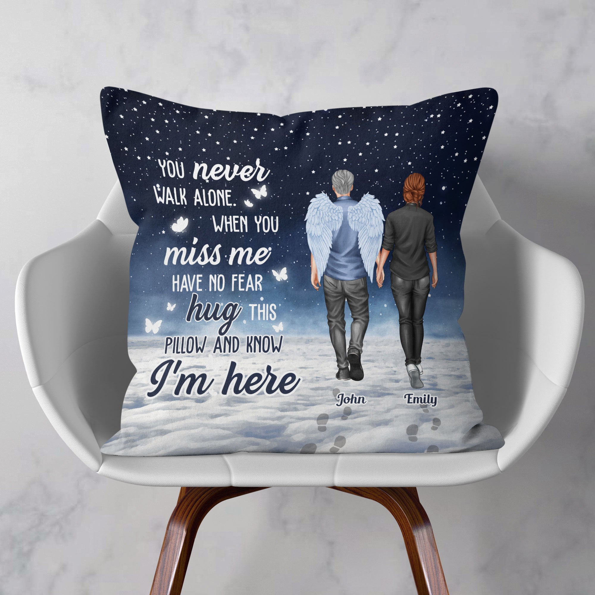 You Never Walk Alone Hug This When You Miss Me - Personalized Pillow (Insert Included)