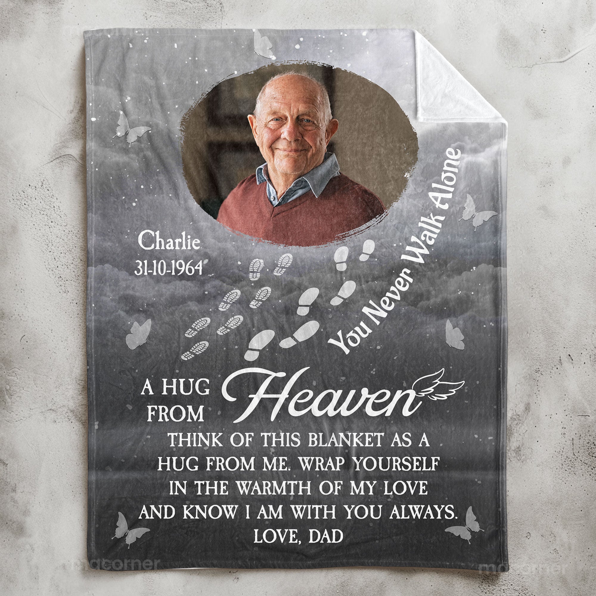 You Never Walk Alone Hugs From Heaven - Loss Of Loved Ones Gifts - Personalized Photo Blanket