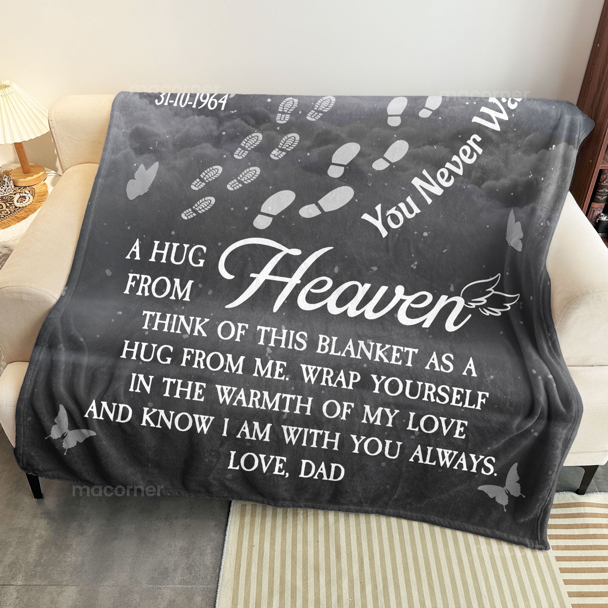 You Never Walk Alone Hugs From Heaven - Loss Of Loved Ones Gifts - Personalized Photo Blanket