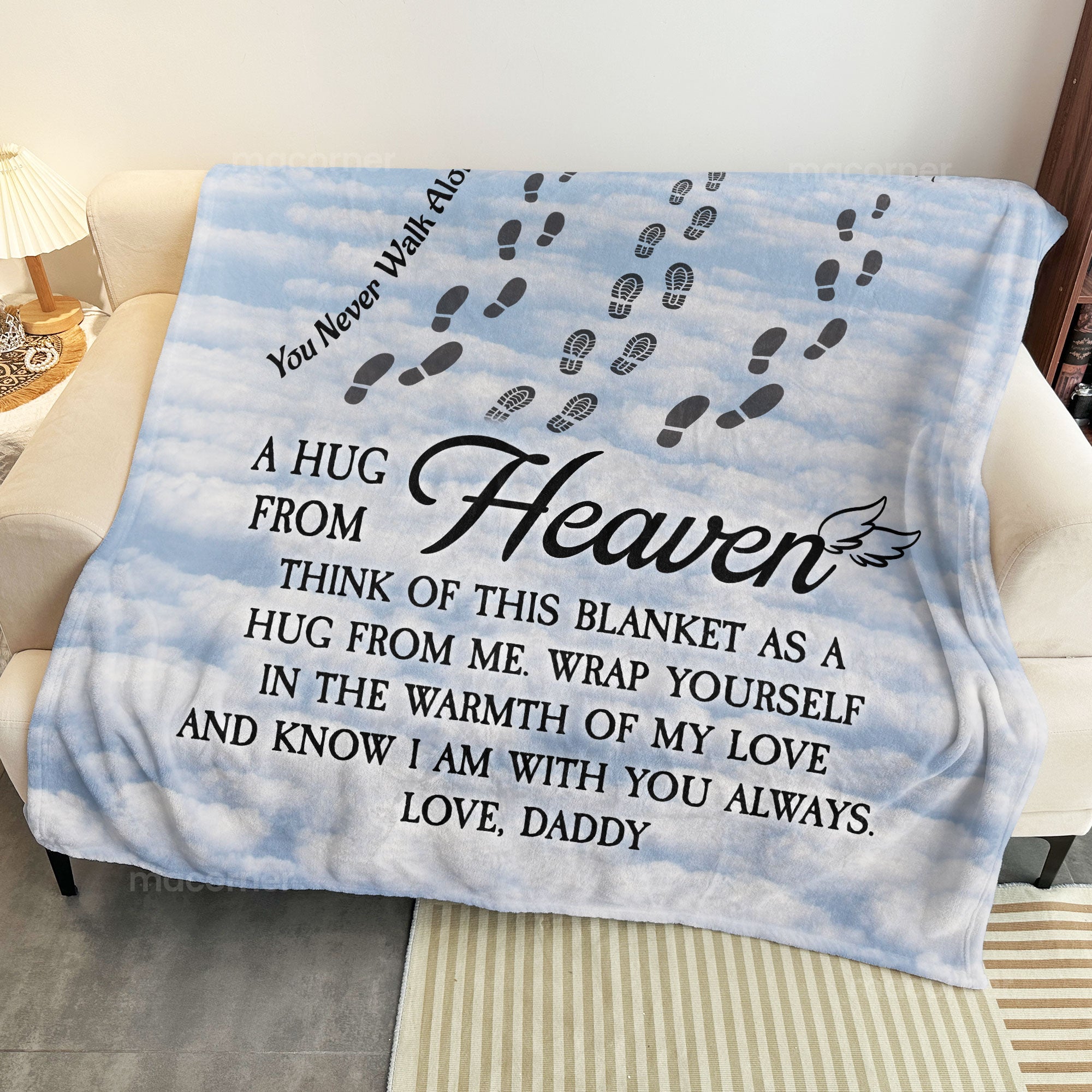 You Never Walk Alone Sending Hugs From Heaven - Personalized Blanket