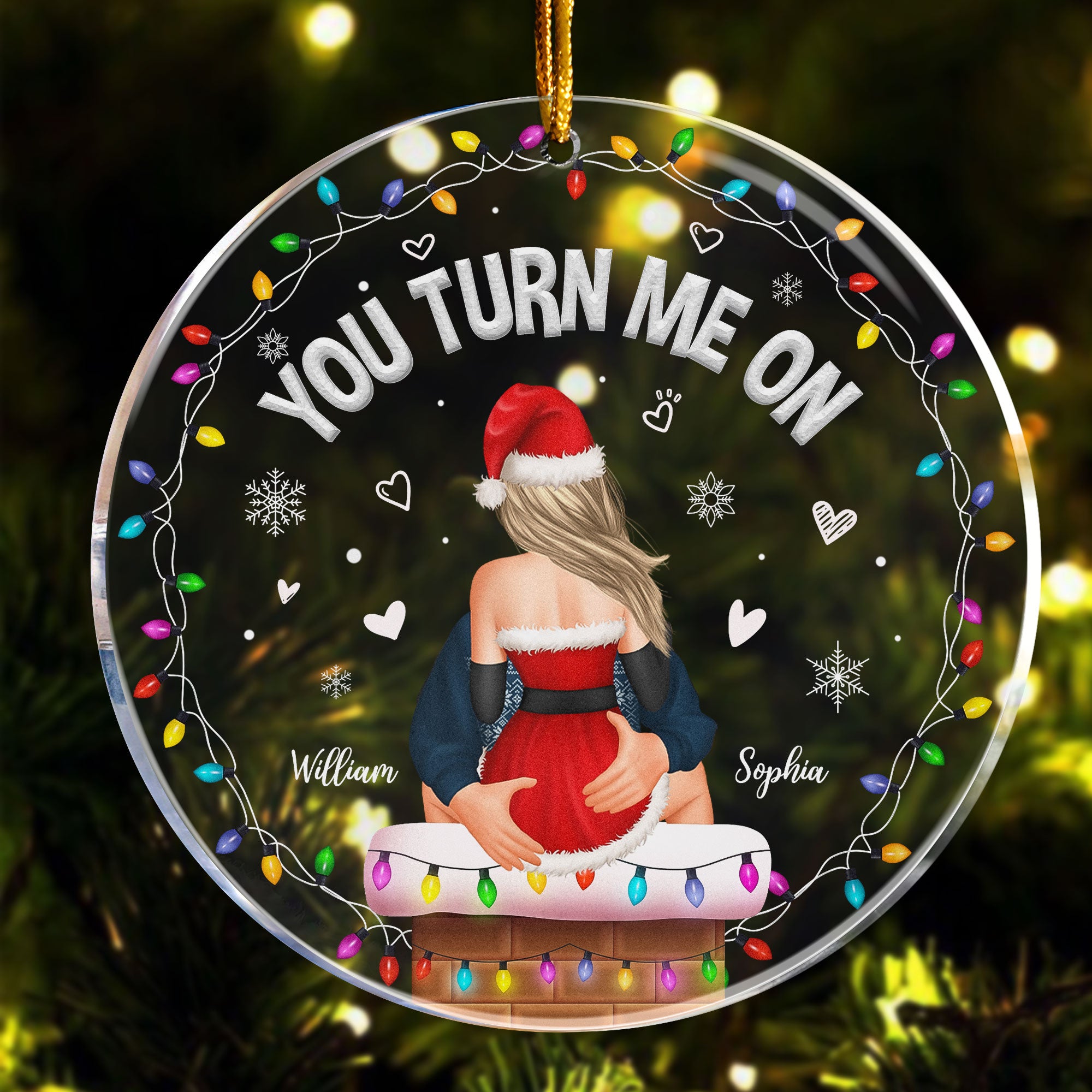 You Turn Me On Naughty Couples Christmas - Personalized Acrylic Ornament