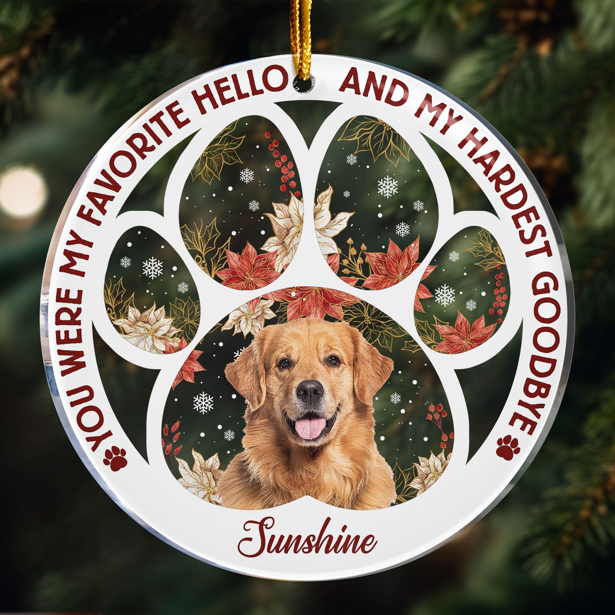 You Were My Favorite Hello & Hardest Goodbye Flowers - Personalized Acrylic Photo Ornament