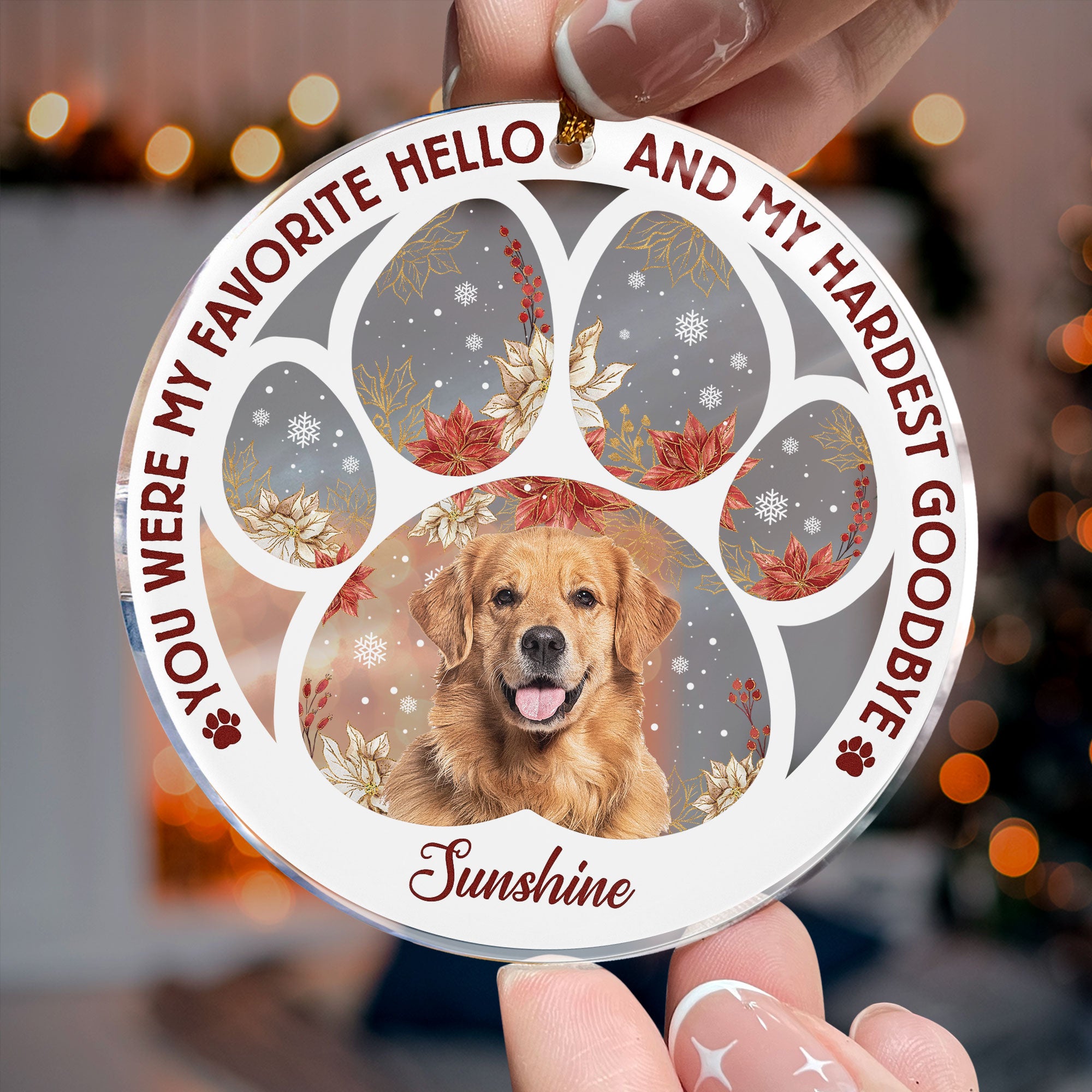 You Were My Favorite Hello & Hardest Goodbye Flowers - Personalized Acrylic Photo Ornament