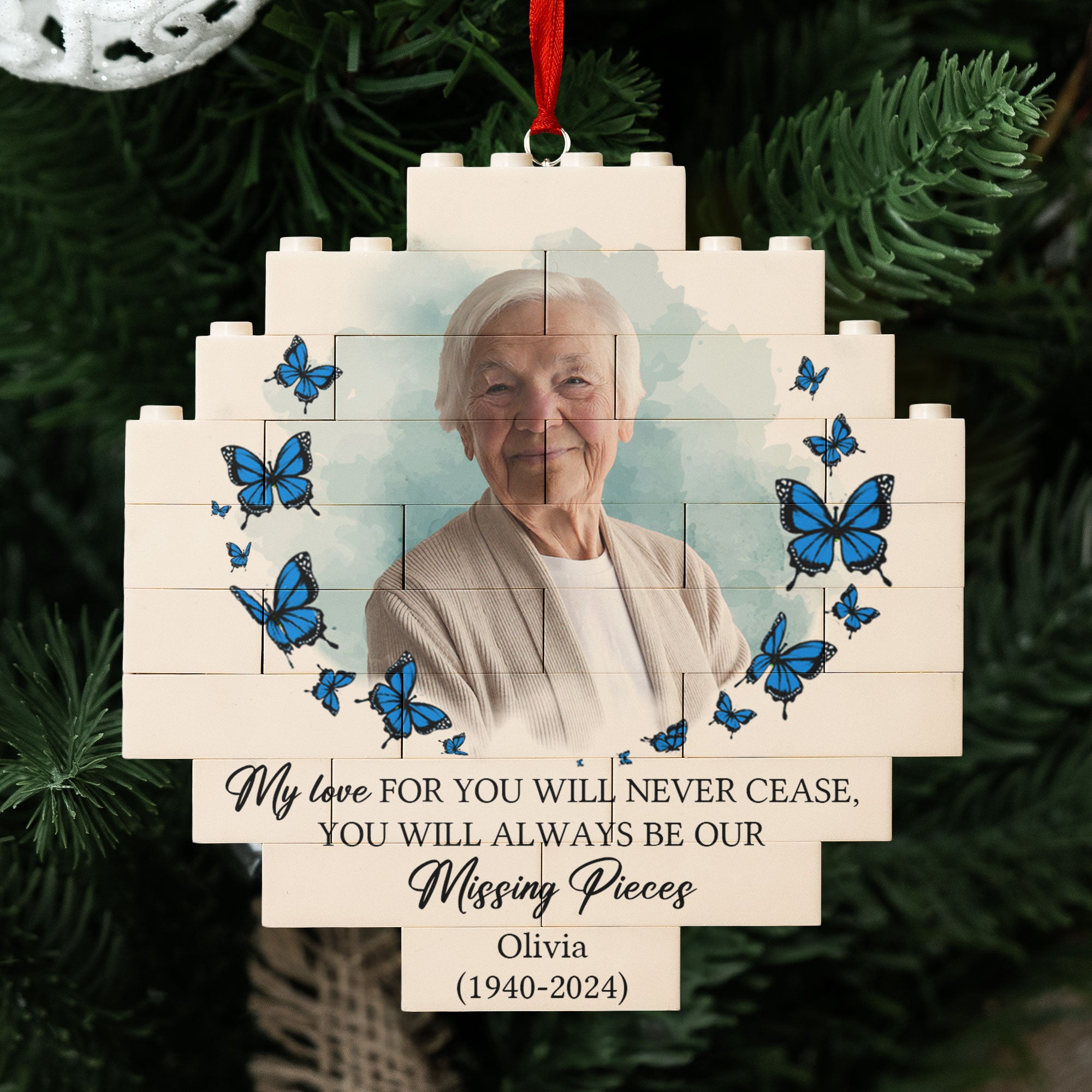 You Will Always Be My Missing Piece Memorial Gifts - Personalized Buildable Christmas Photo Ornament