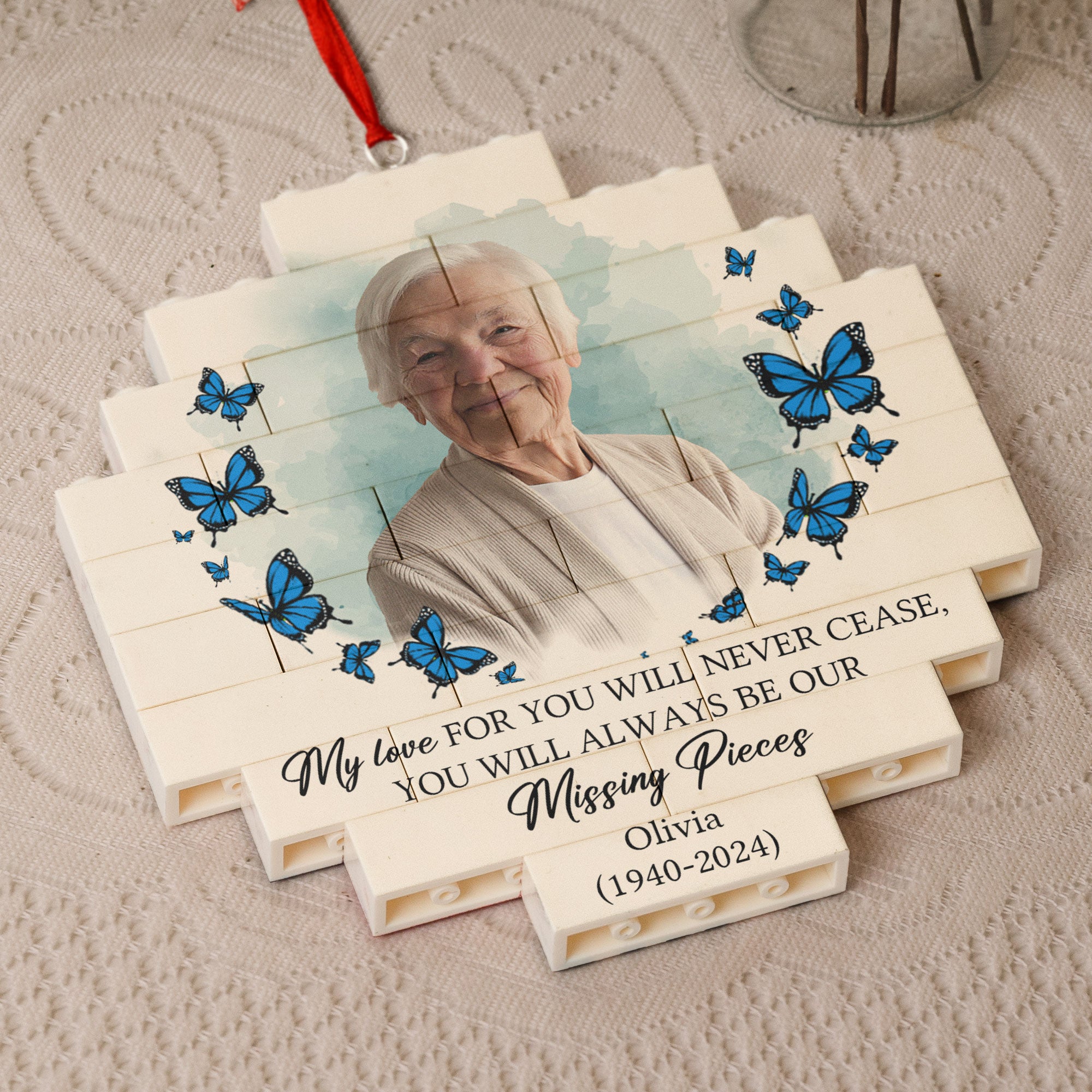 You Will Always Be My Missing Piece Memorial Gifts - Personalized Buildable Christmas Photo Ornament