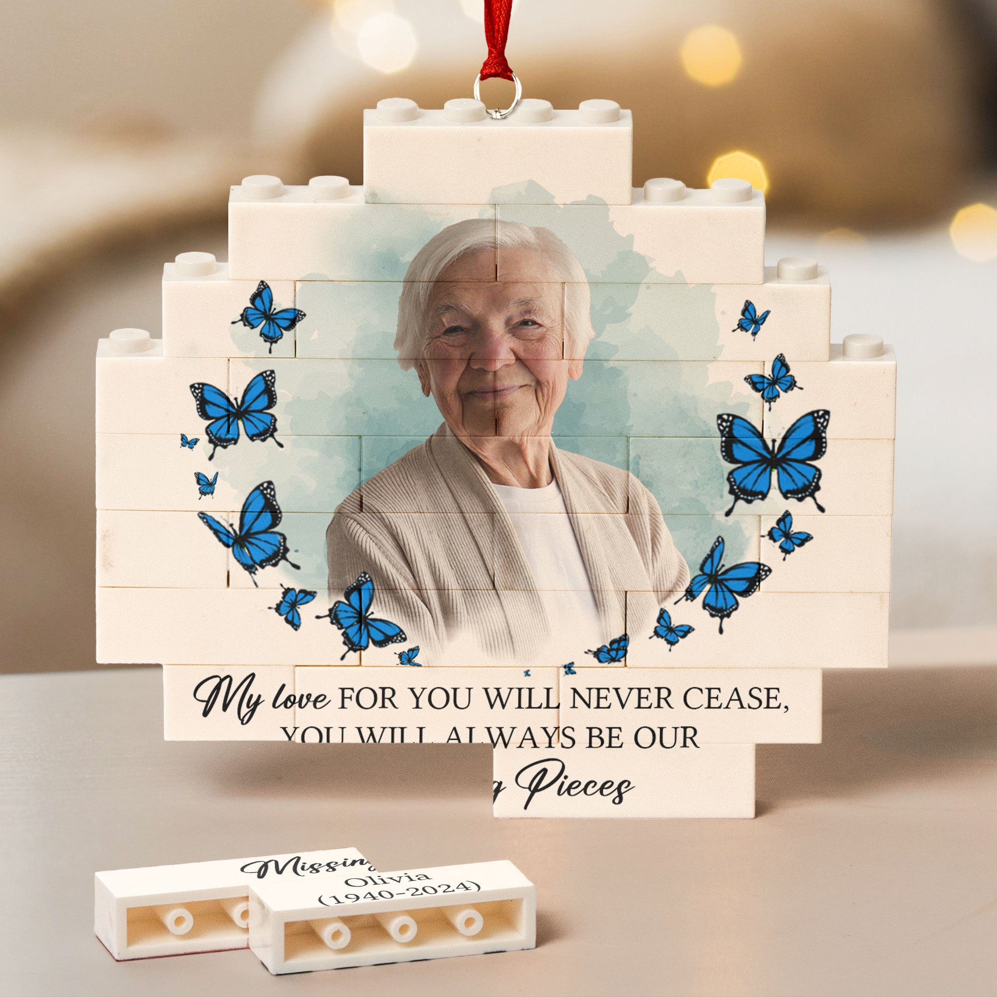 You Will Always Be My Missing Piece Memorial Gifts - Personalized Buildable Christmas Photo Ornament