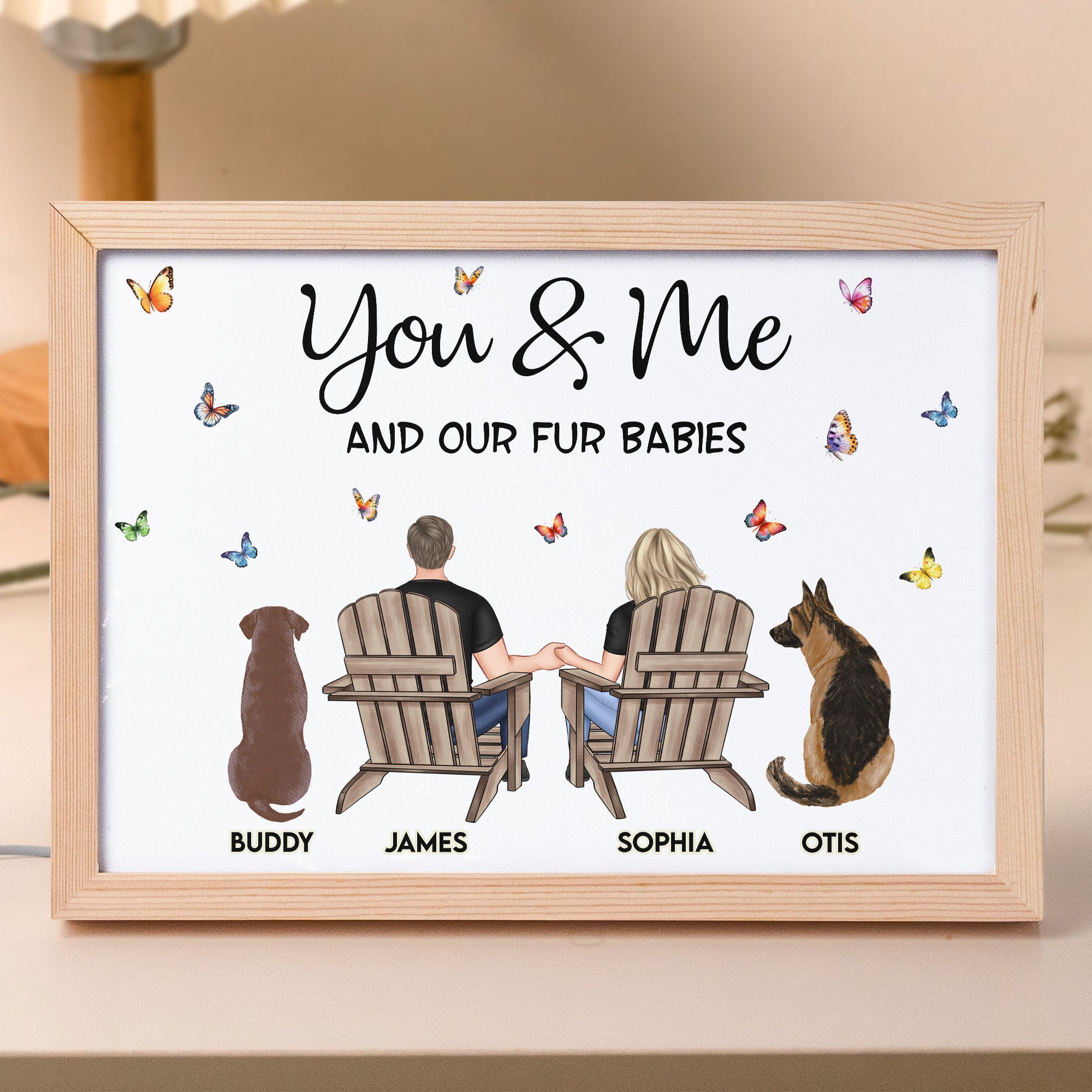 You & Me And Our Fur Babies - Personalized Light Up Picture Frame