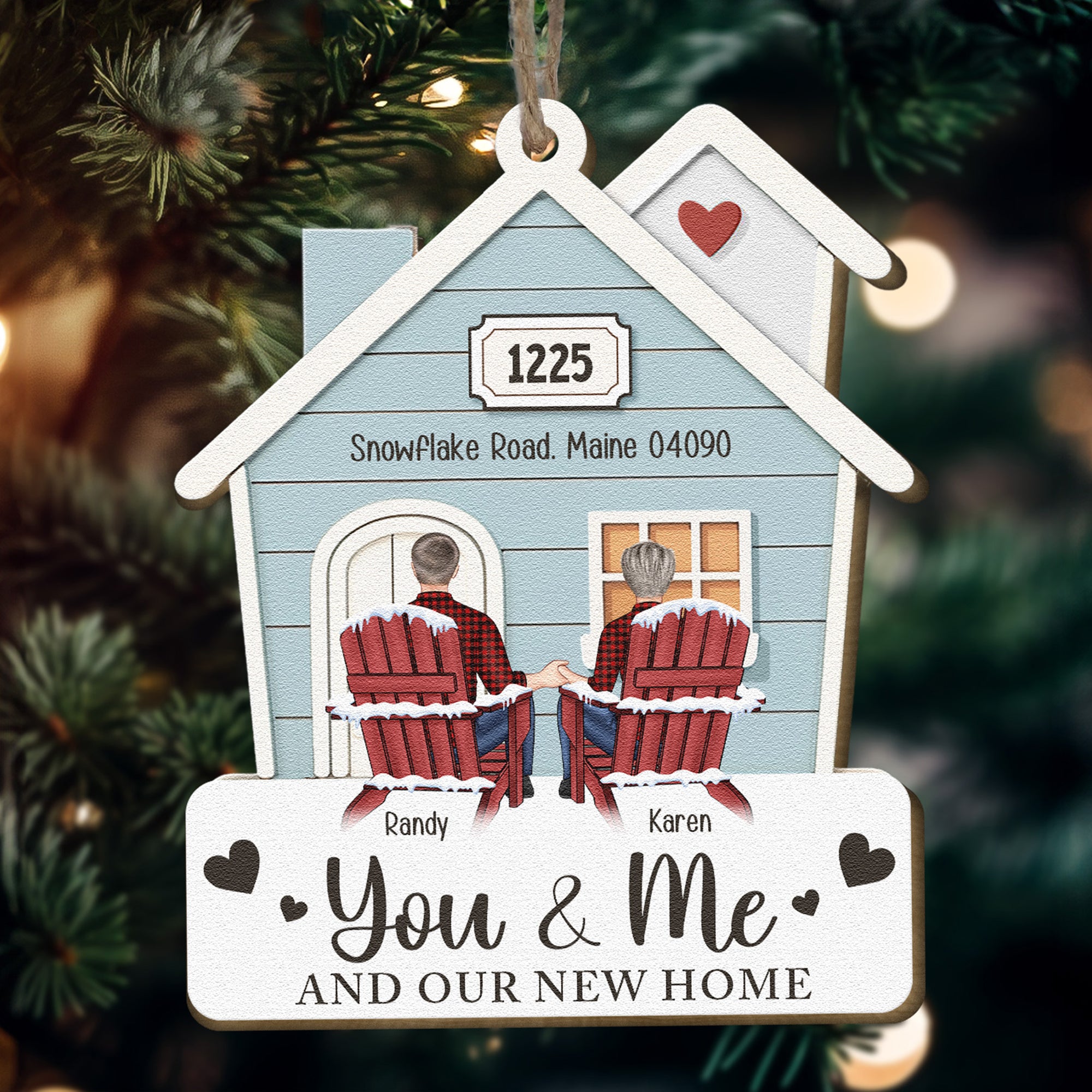 You & Me And Our New Home - Personalized Wooden Ornament