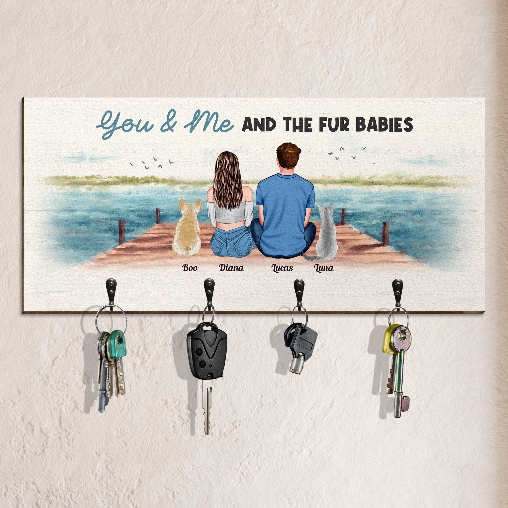 You & Me And The Fur Babies - Personalized Custom Key Holder