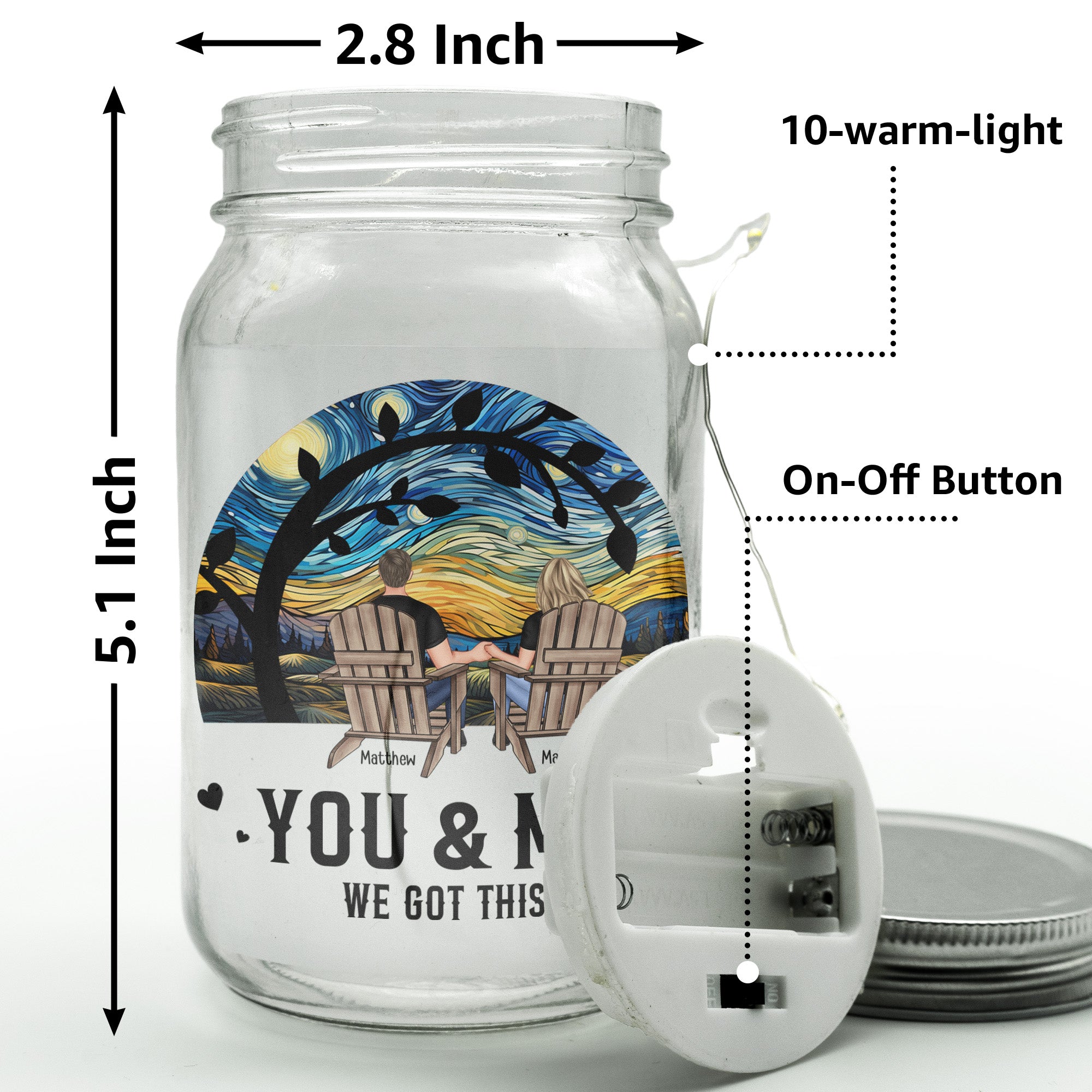 You & Me We Got This Anniversary Gift - Personalized Mason Jar Light