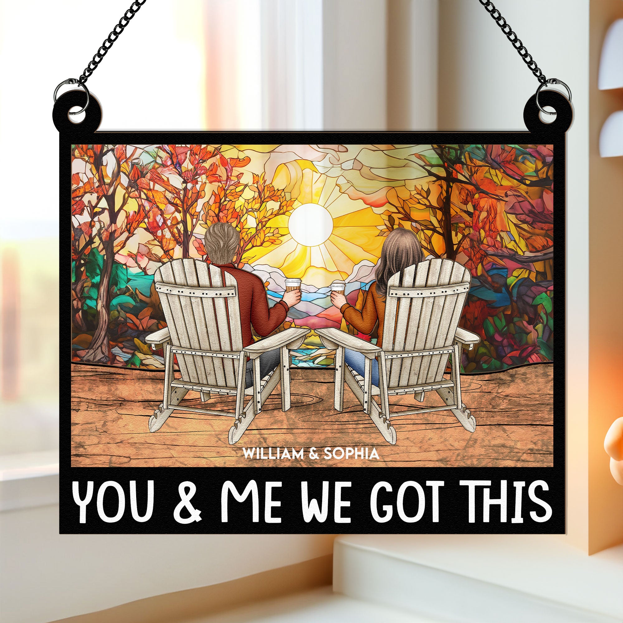 You & Me We Got This - Fall Version - Personalized Window Hanging Suncatcher Ornament