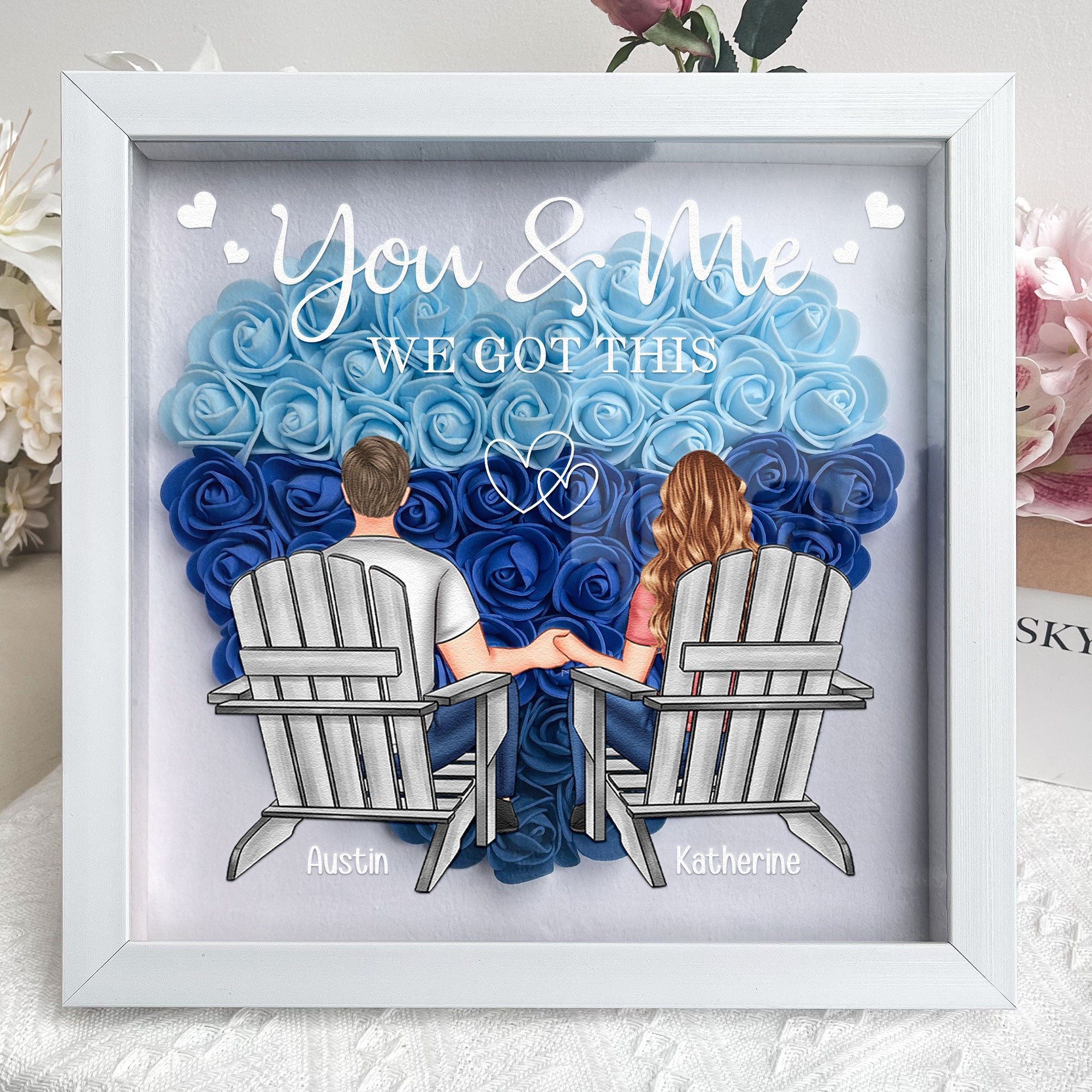 You & Me We Got This - Personalized Flower Shadow Box