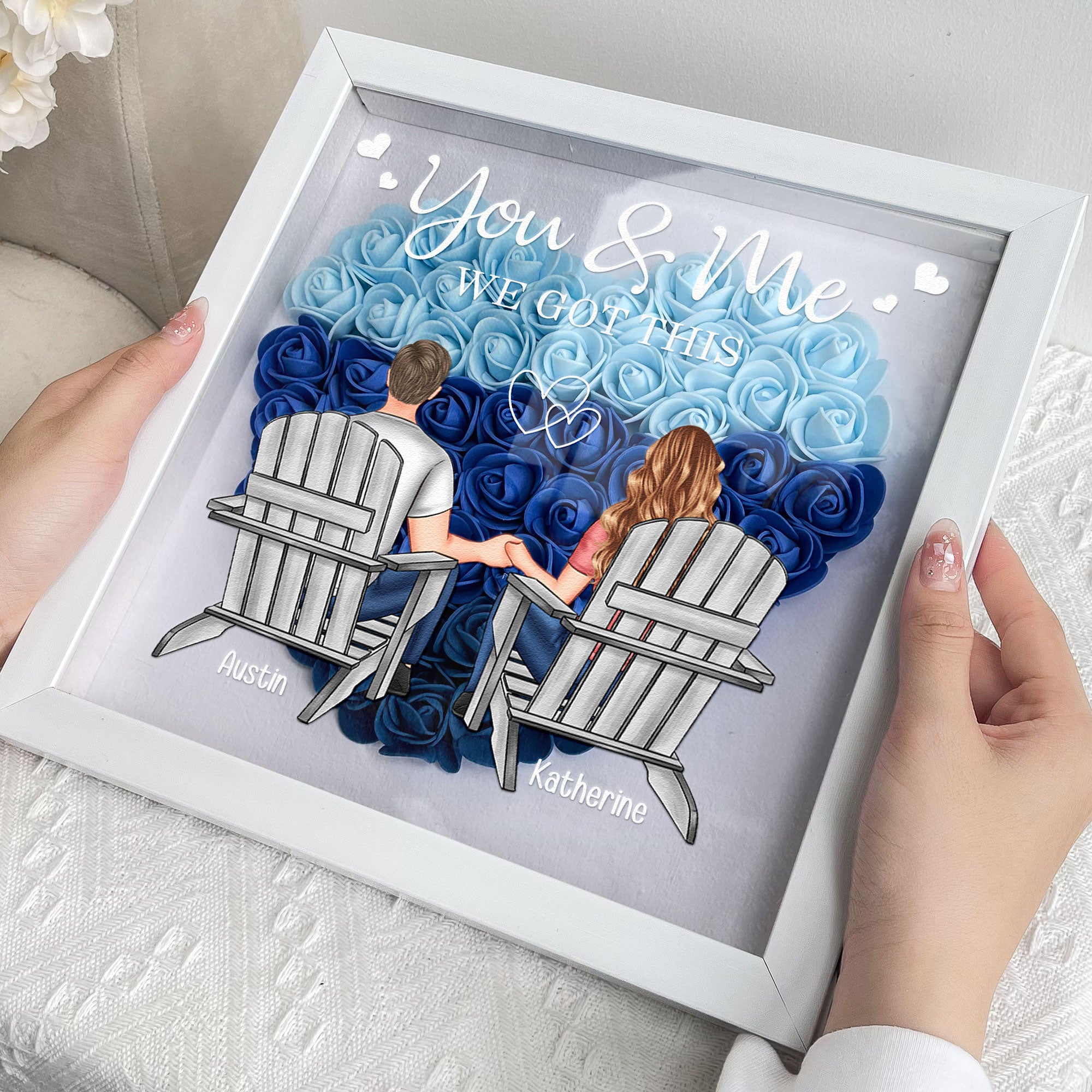 You & Me We Got This - Personalized Flower Shadow Box