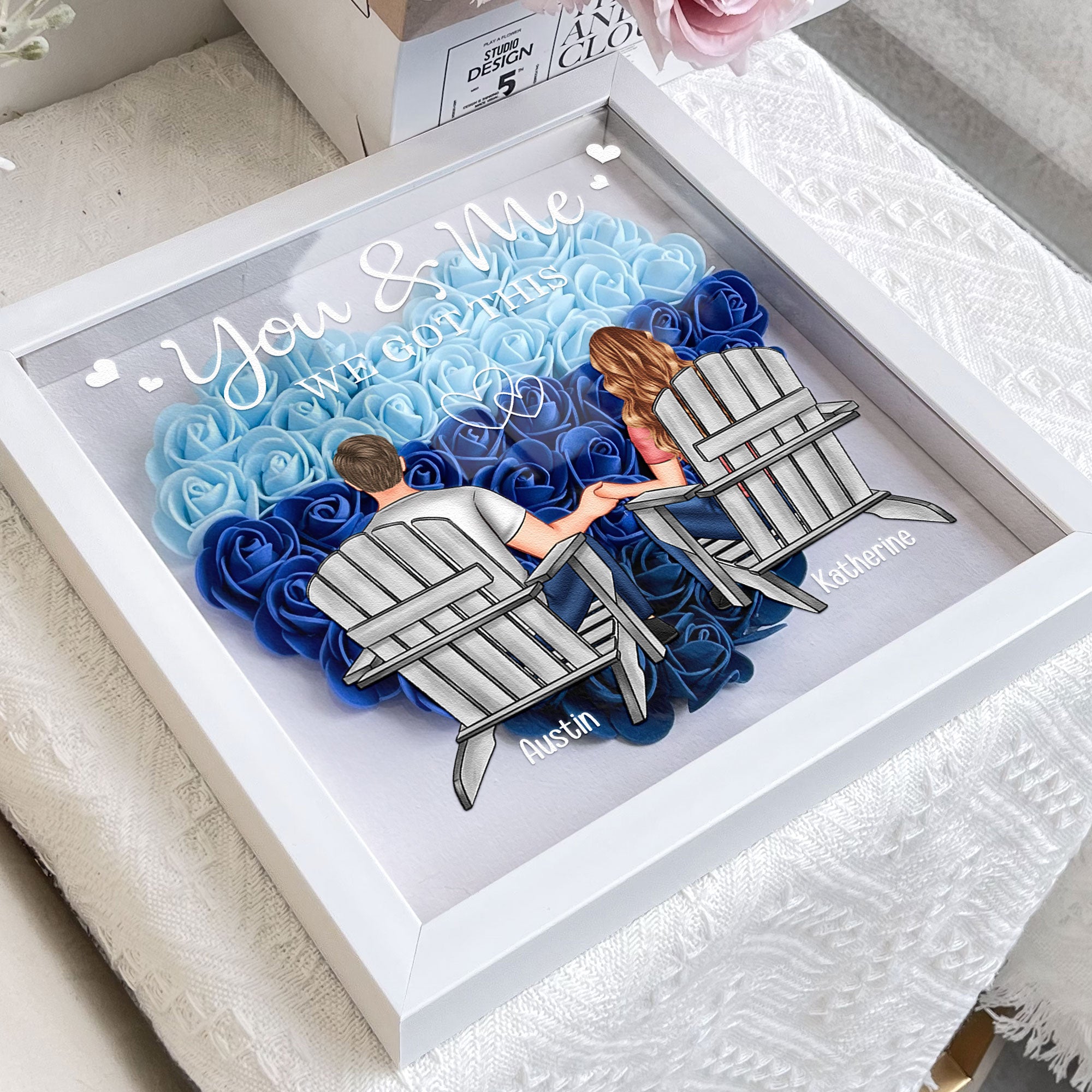 You & Me We Got This - Personalized Flower Shadow Box