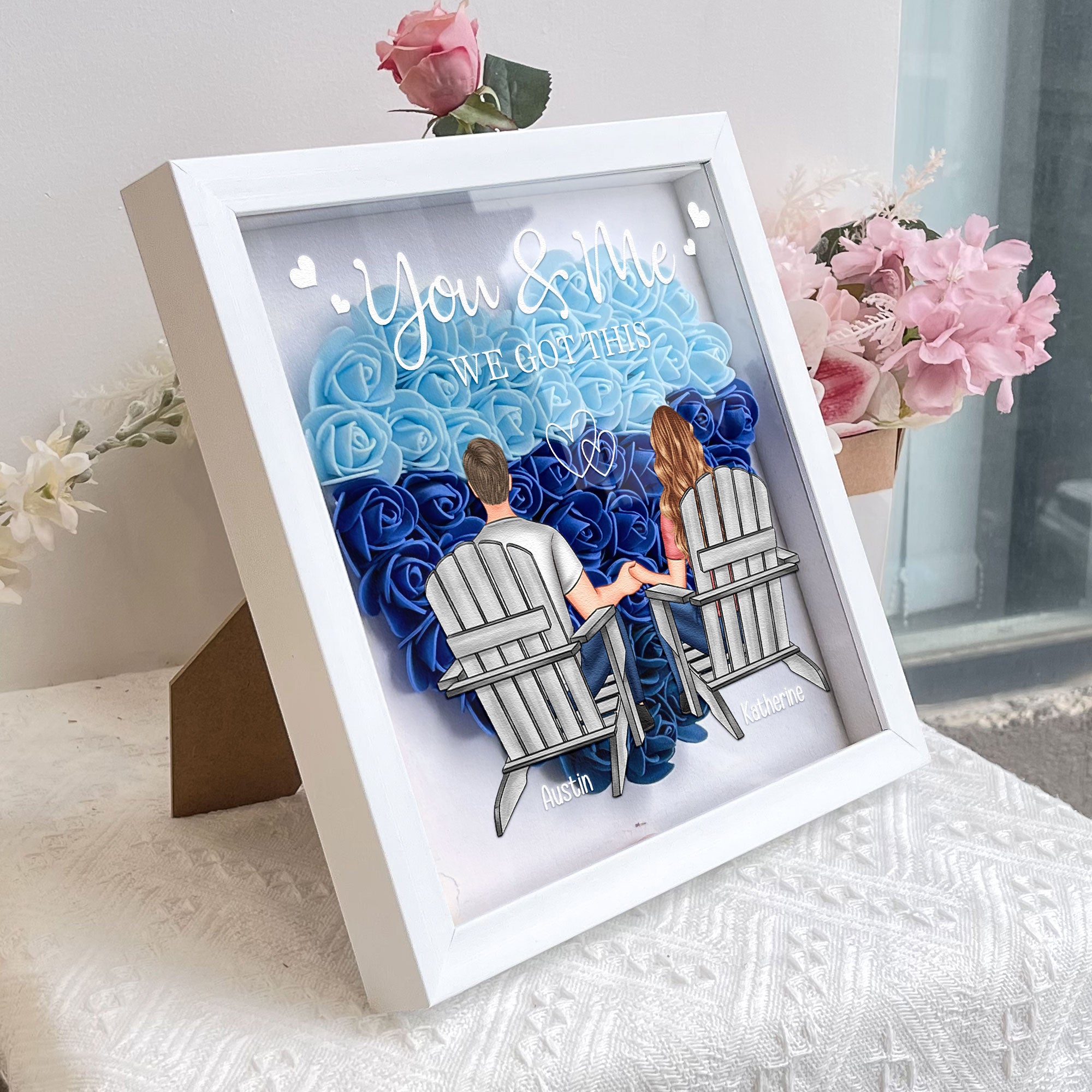 You & Me We Got This - Personalized Flower Shadow Box