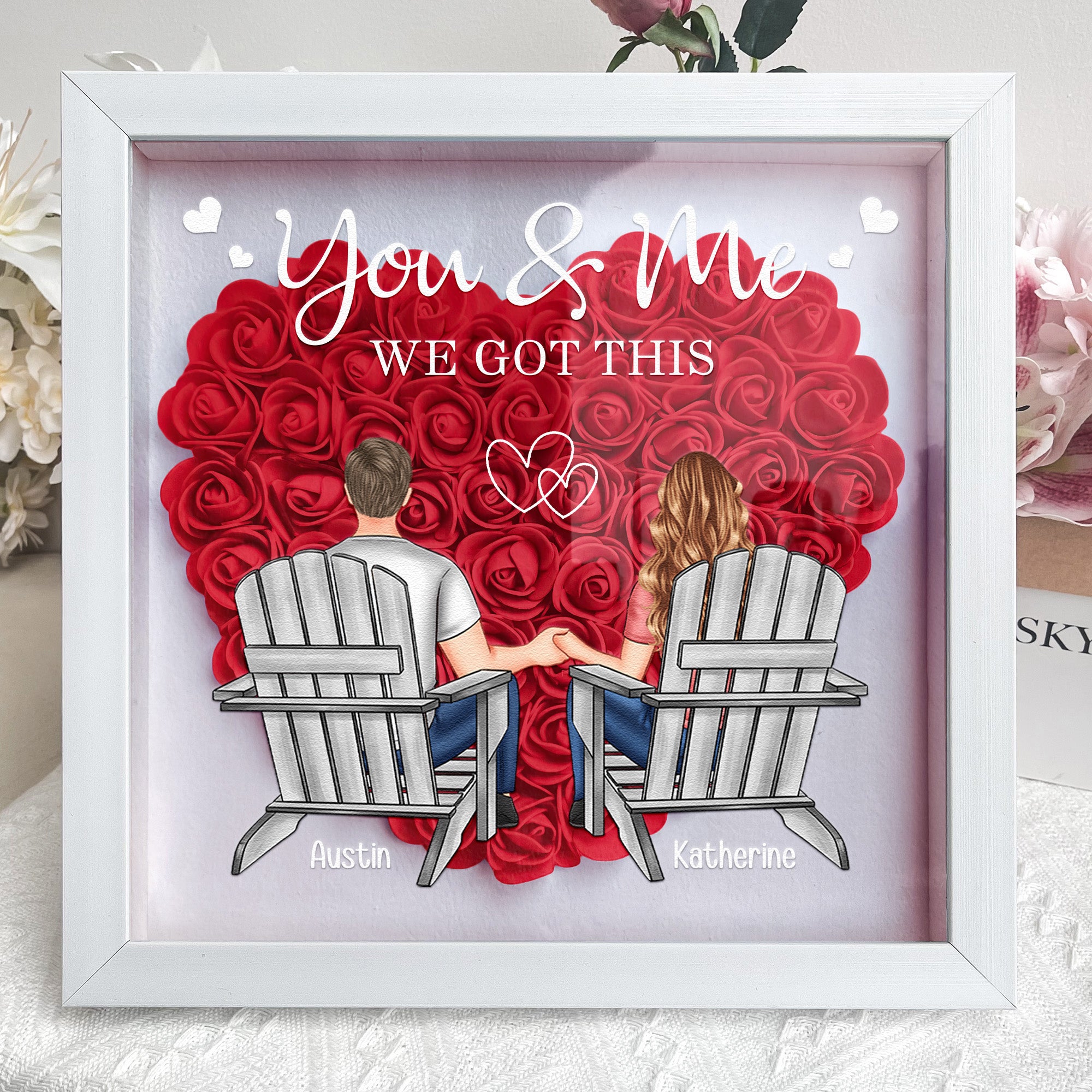 You & Me We Got This - Personalized Flower Shadow Box