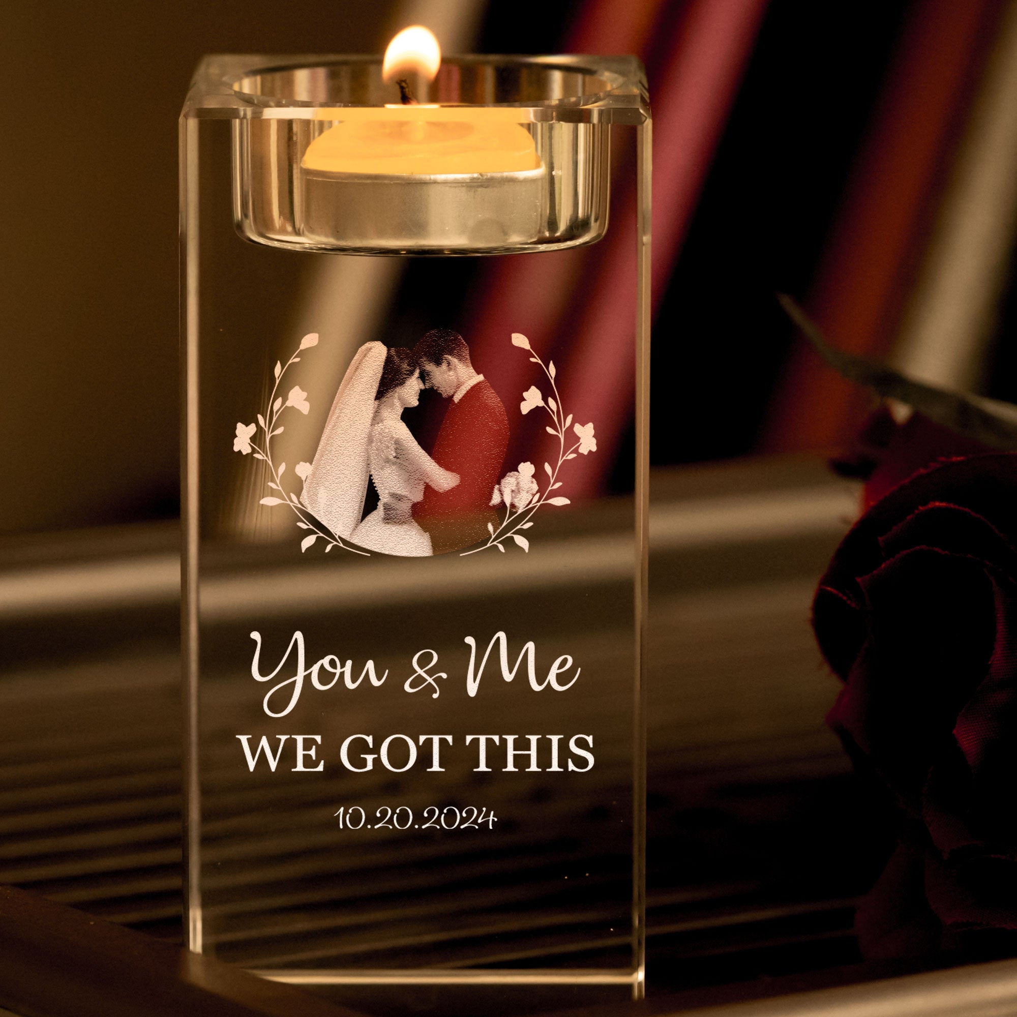 You & Me We Got This - Personalized 3D Photo Crystal Candle Holder