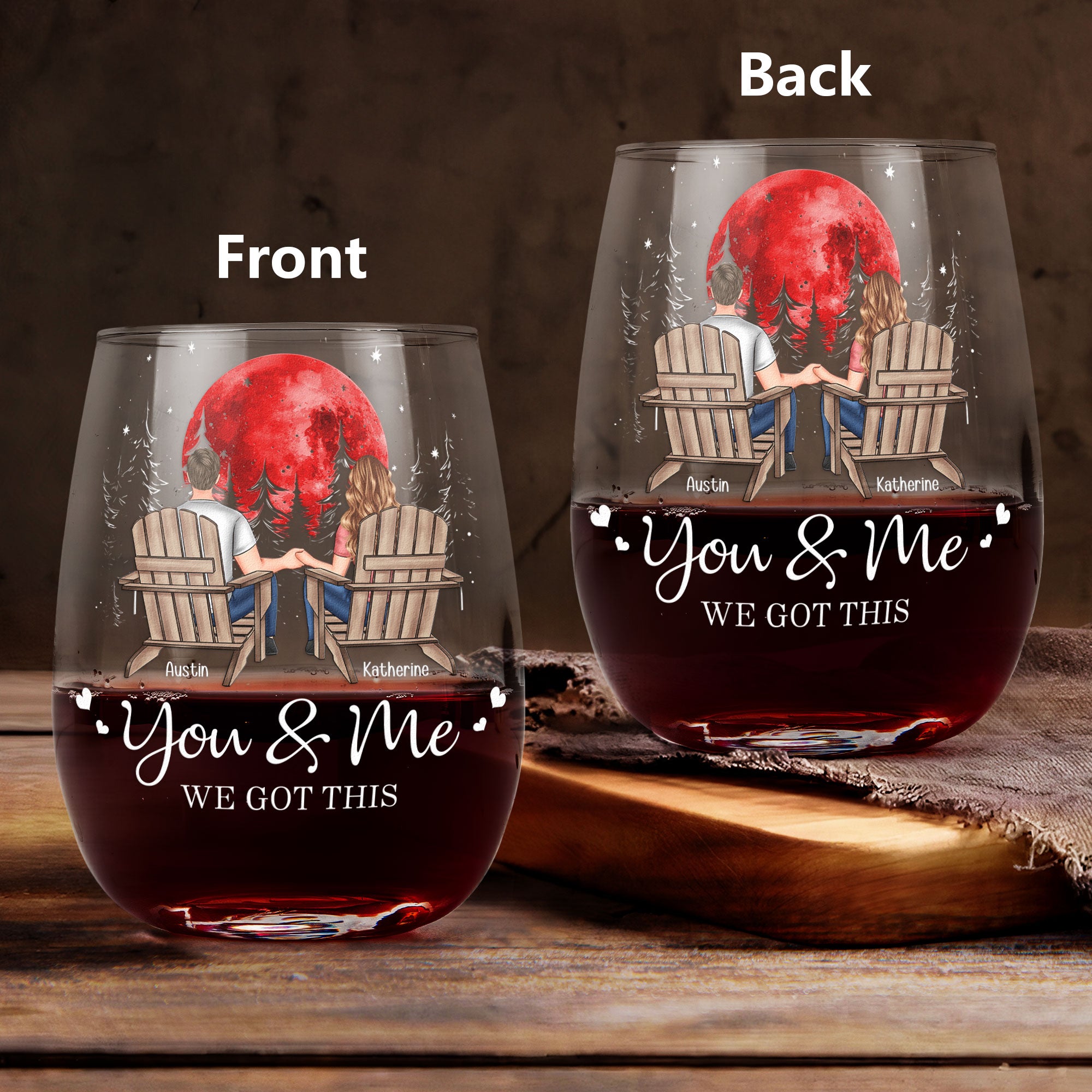 You & Me We Got This - Personalized Stemless Wine Glass