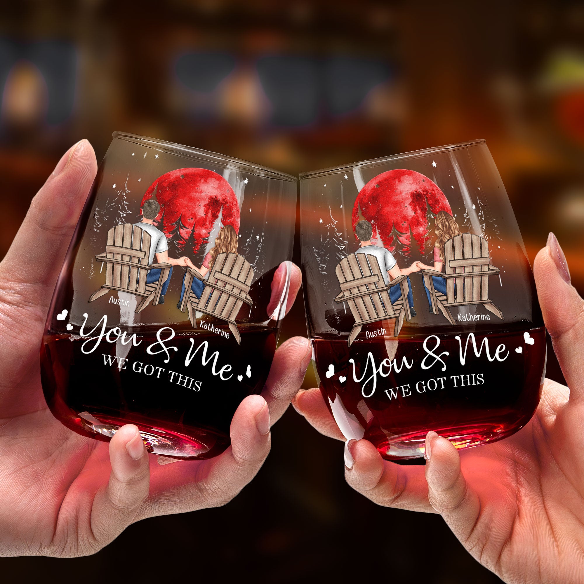 You & Me We Got This - Personalized Stemless Wine Glass