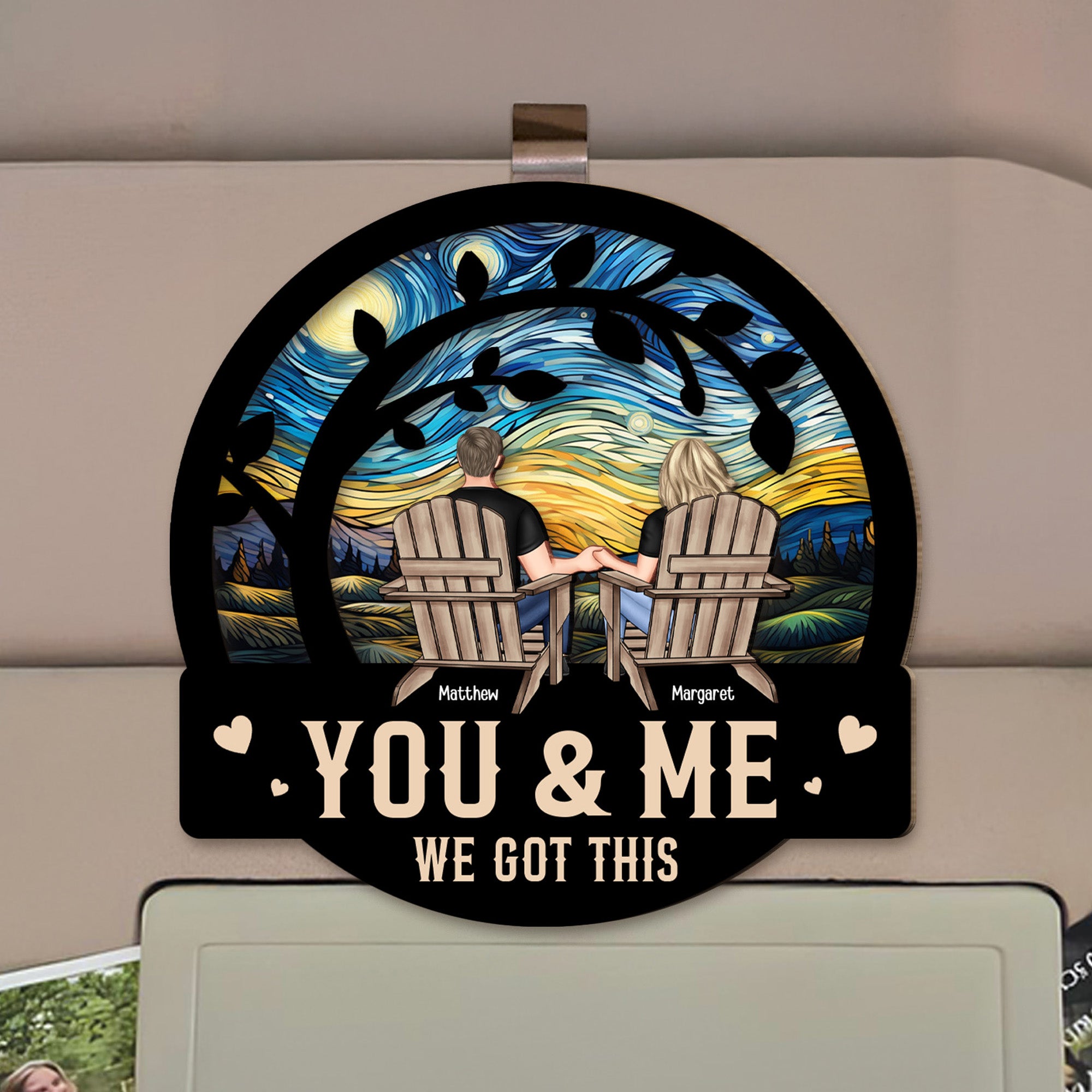 You & Me We Got This - Personalized Wooden Car Visor Clip