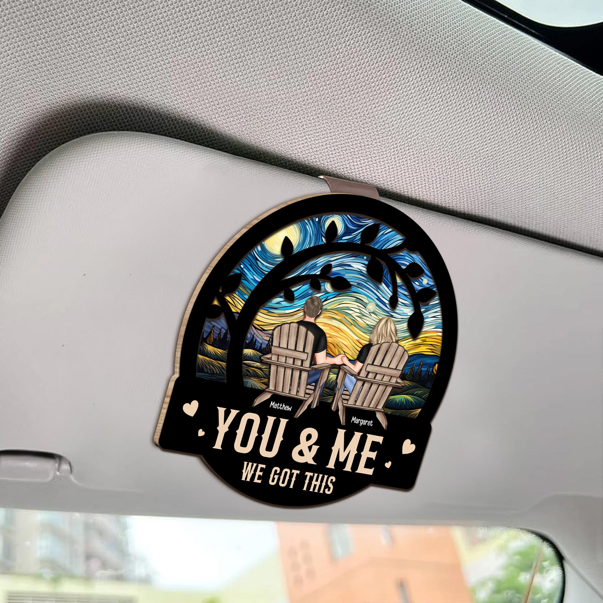 You & Me We Got This - Personalized Wooden Car Visor Clip