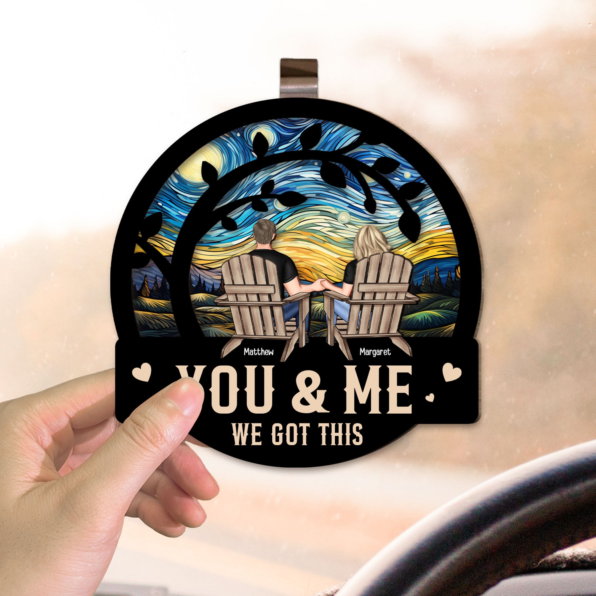 You & Me We Got This - Personalized Wooden Car Visor Clip