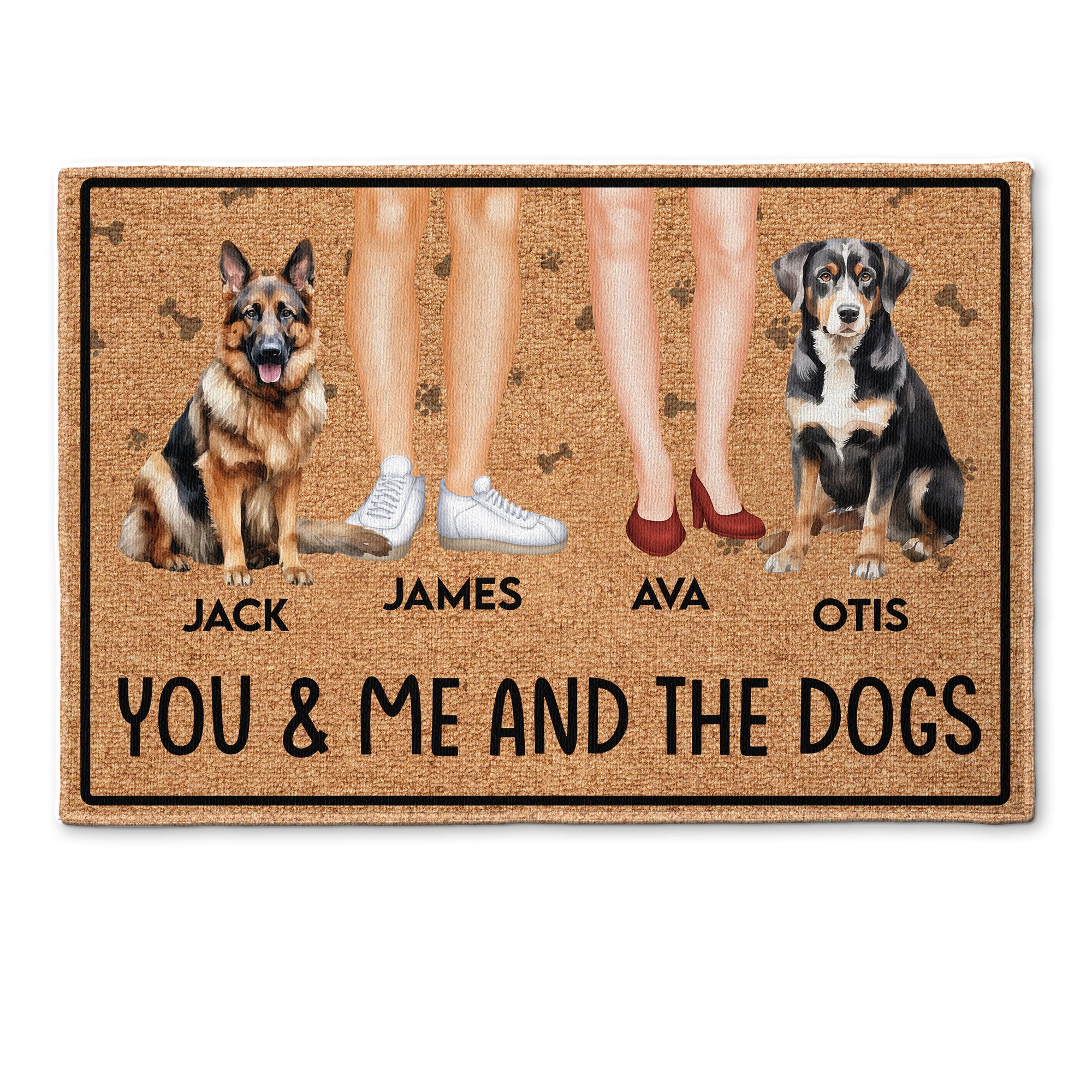 You, Me And The Dogs - Personalized Doormat