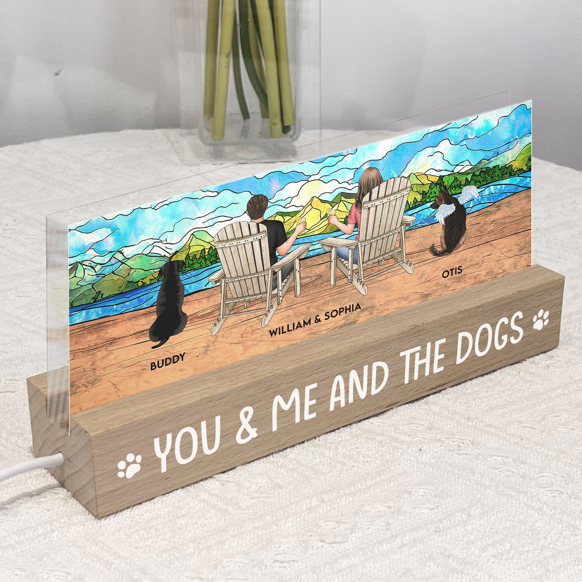 You, Me And The Dogs - Personalized LED Night Light