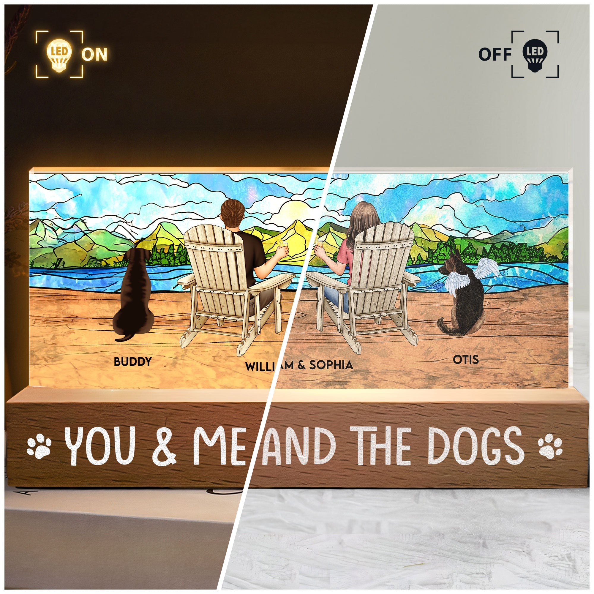 You, Me And The Dogs - Personalized LED Night Light