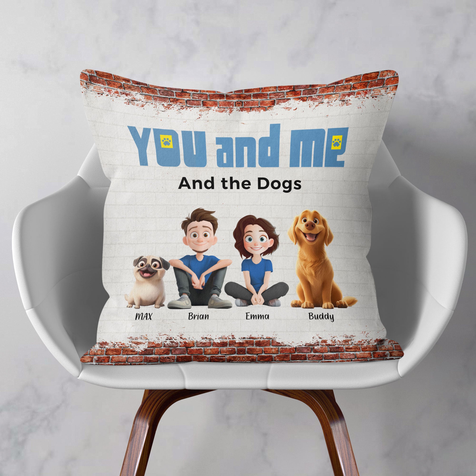 You, Me & The Dogs - Personalized Pillow (Insert Included)