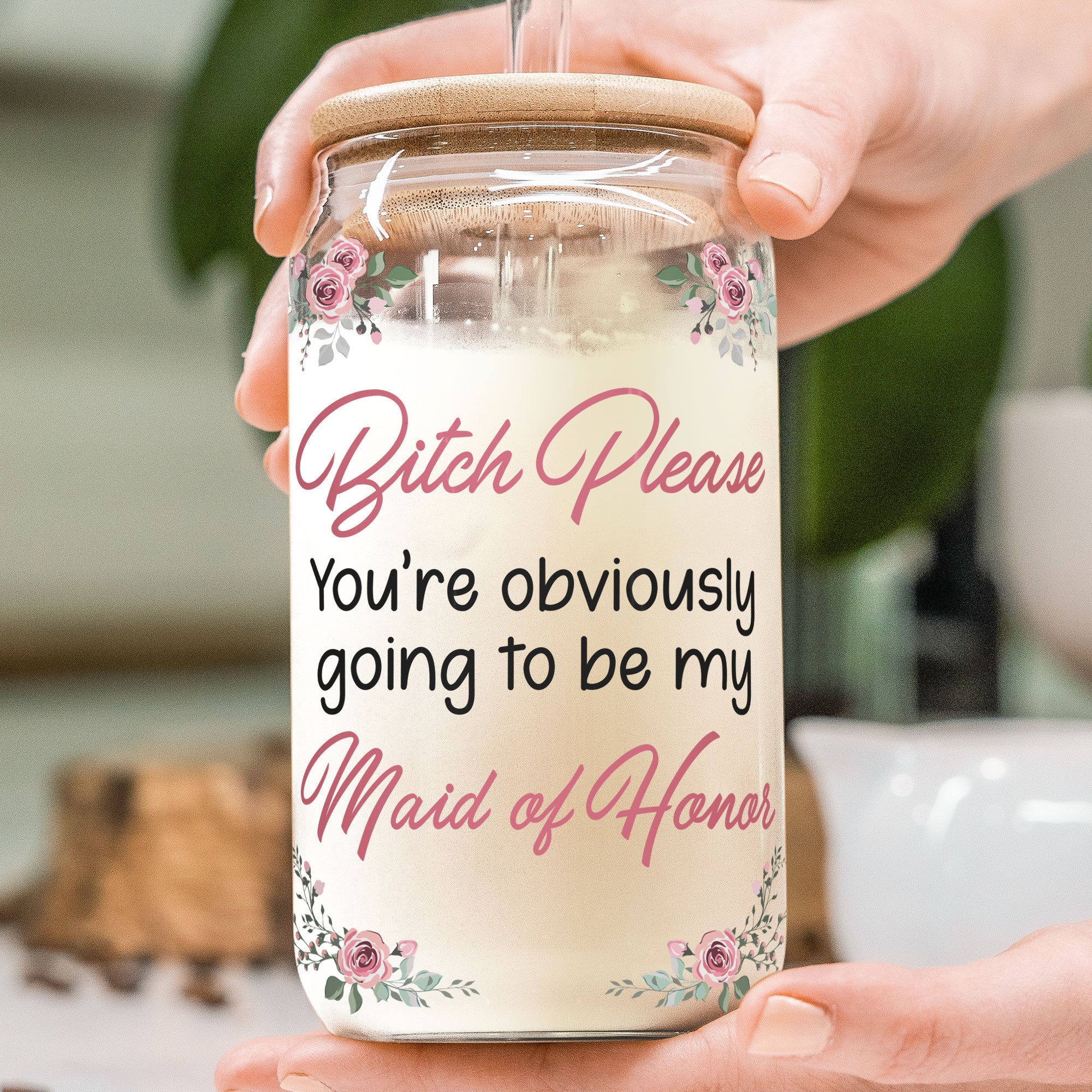 You're Obviously Going To Be My Maid Of Honor - Personalized Clear Glass Cup