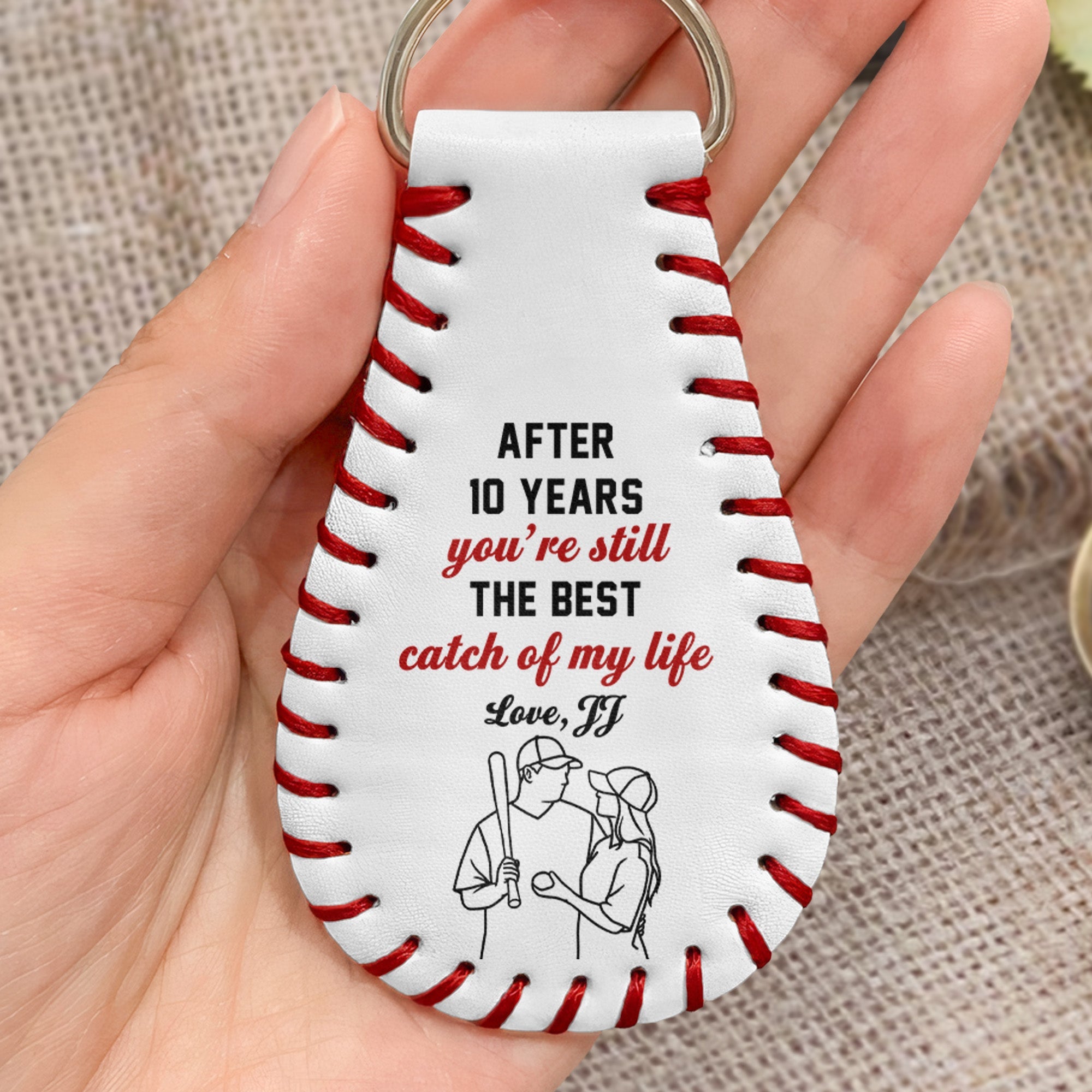 You're Still The Best Catch Of My Life - Personalized Leather Baseball Photo Keychain