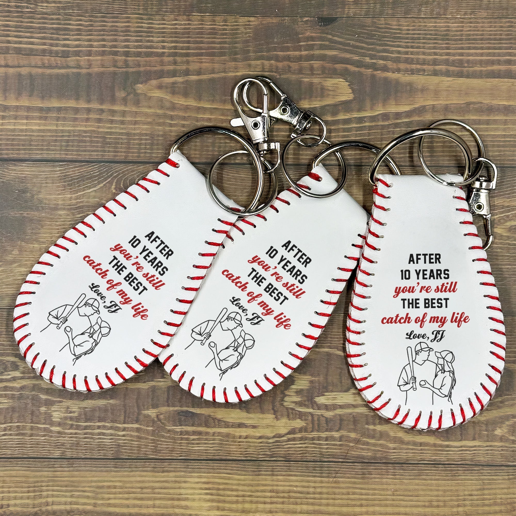 You're Still The Best Catch Of My Life - Personalized Leather Baseball Photo Keychain