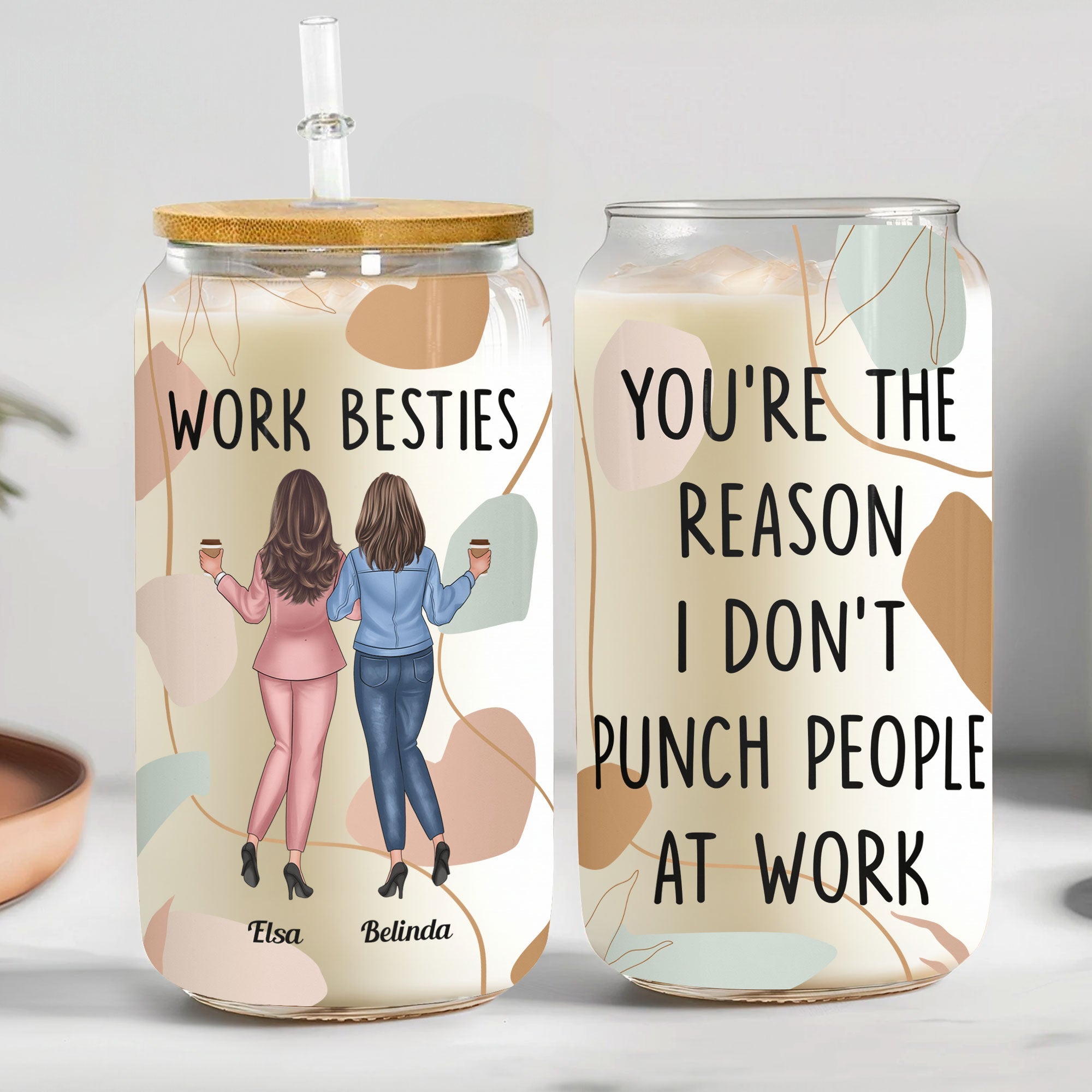 You're The Reason I Don't Punch People At Work - Personalized Clear Glass Cup