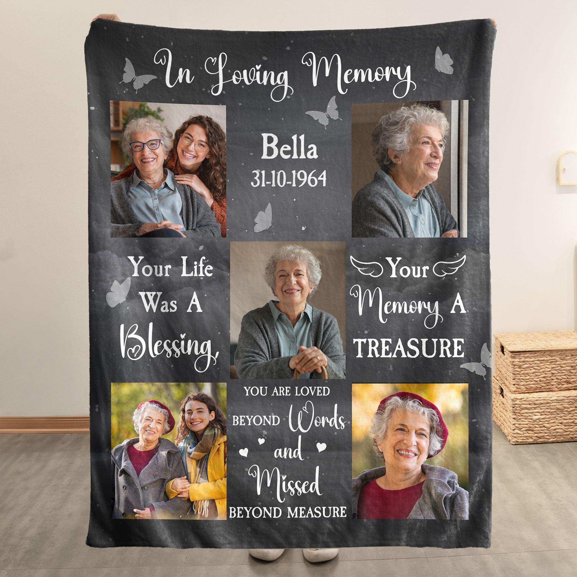 Your Life Was A Blessing In Loving Memory Of Loved Ones - Personalized Photo Blanket