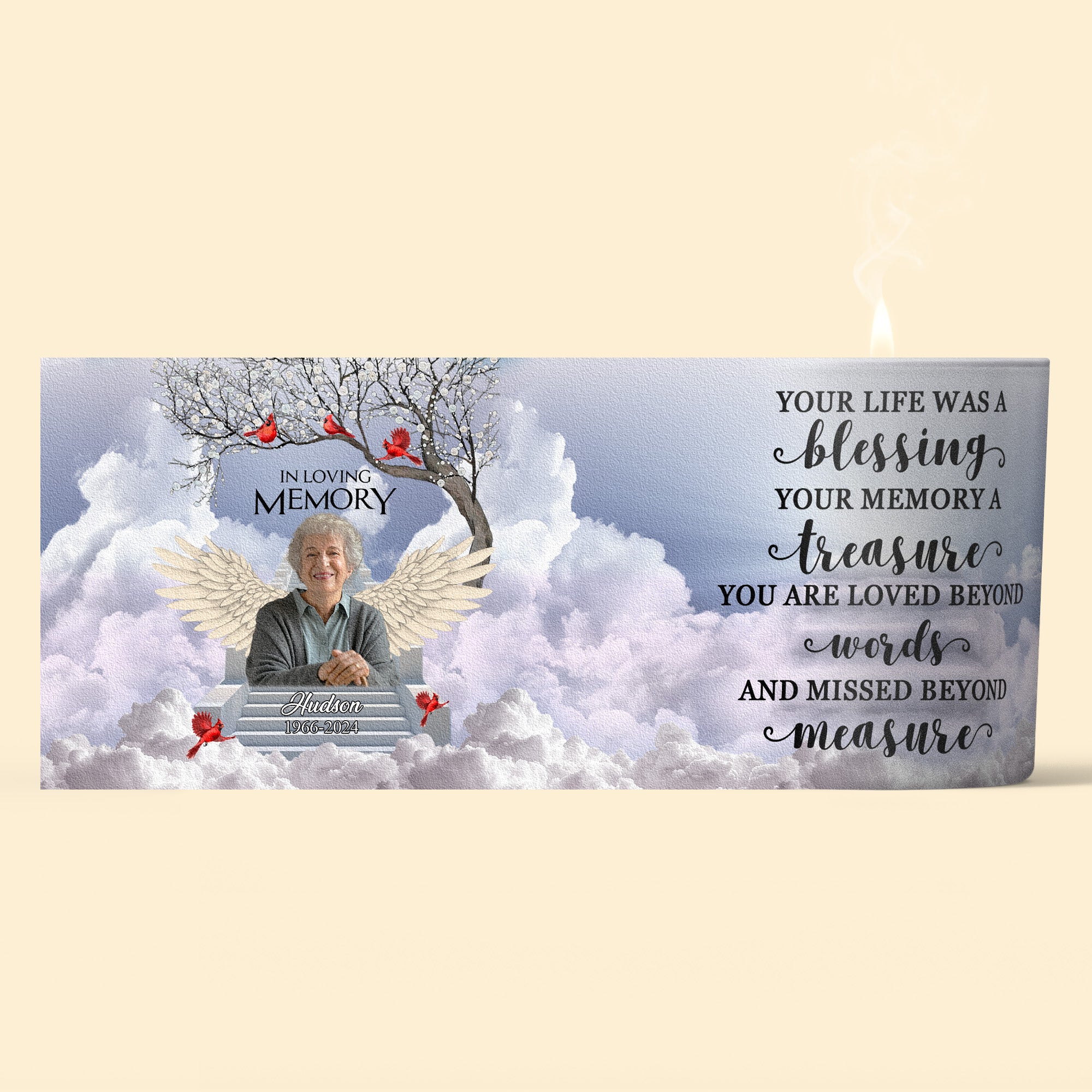 Your Life Was A Blessing - Personalized Photo Candle