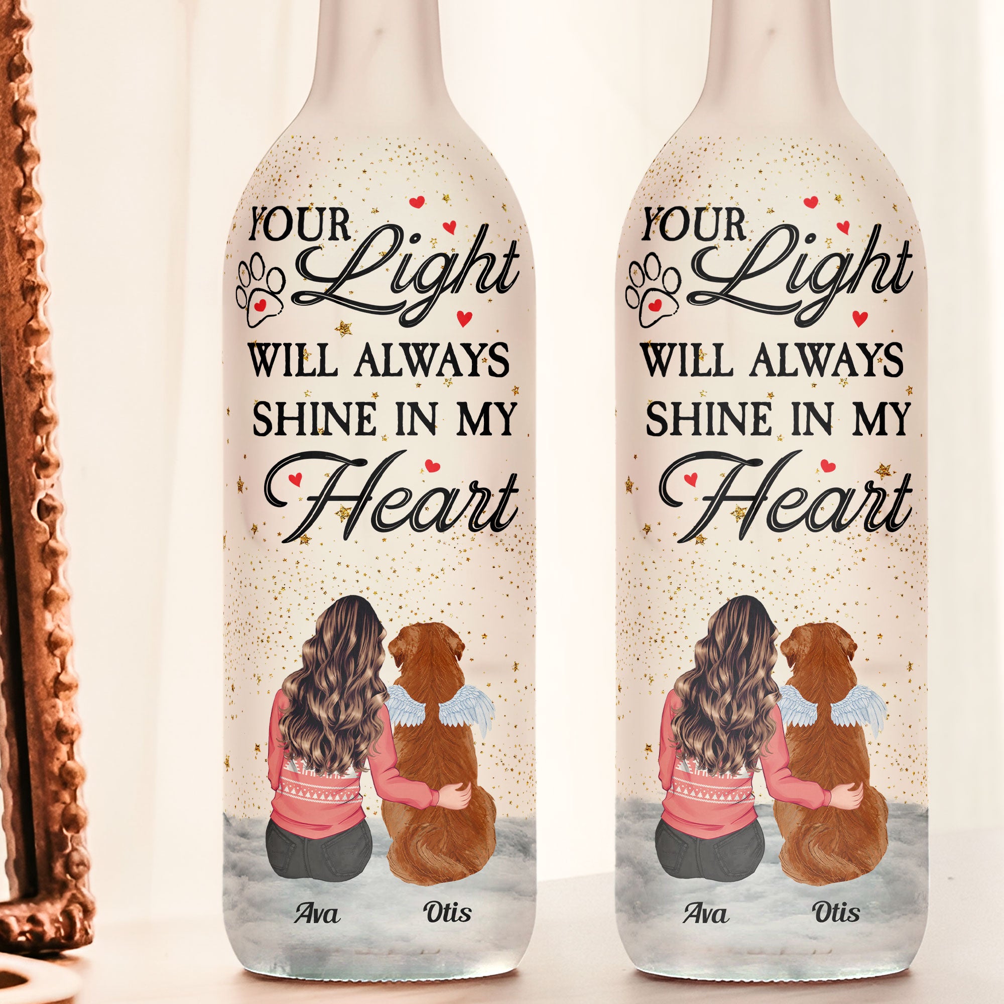 Your Light Will Always Shine In My Heart - Personalized Bottle Lamp